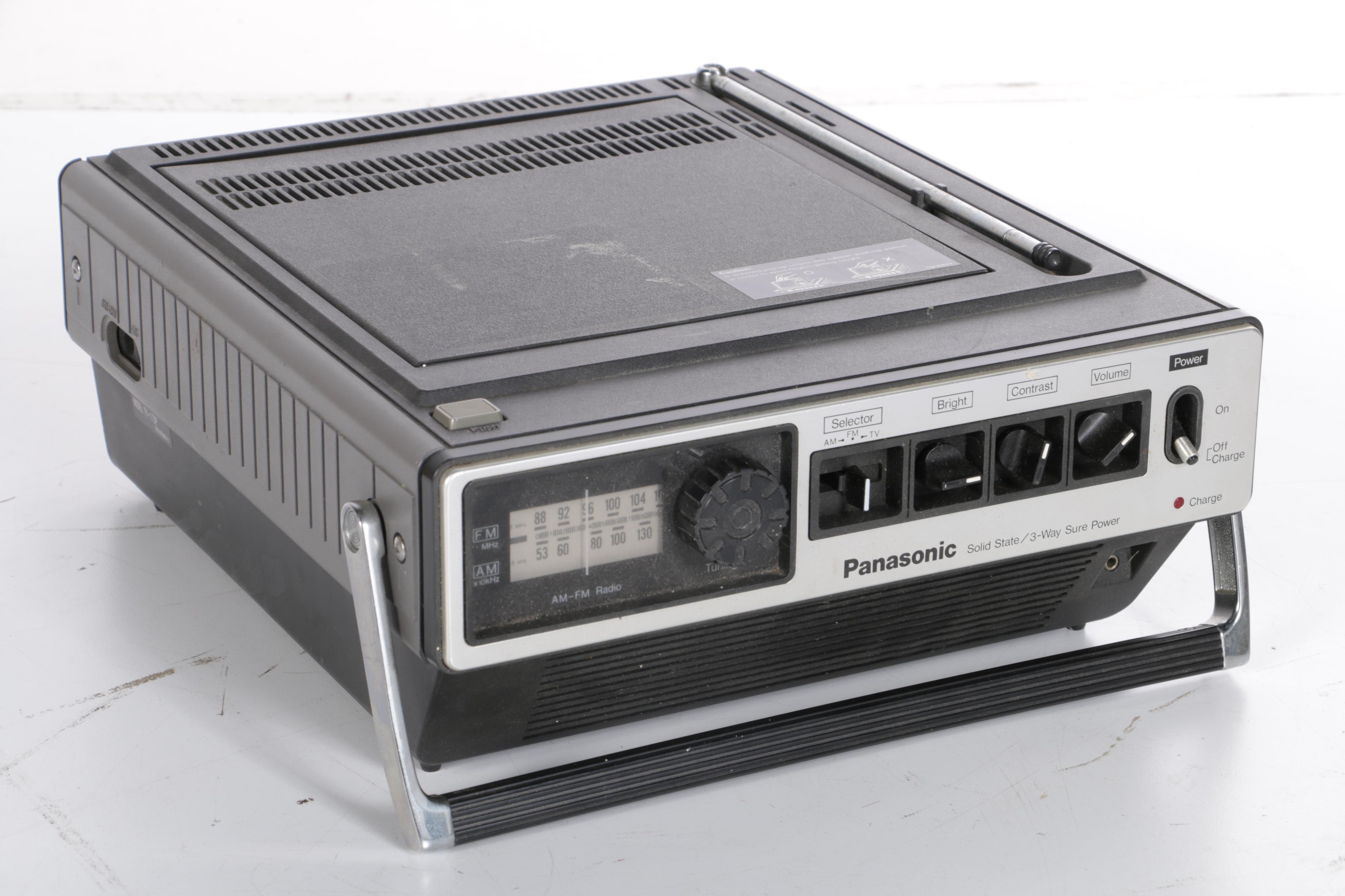 Vintage Panasonic Turntable, Television, Speakers, and Radio Tuners