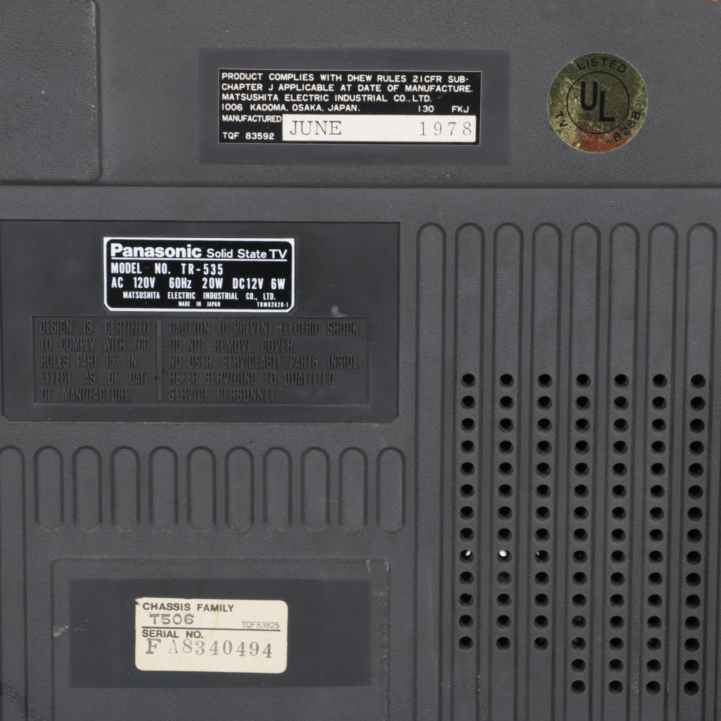 Vintage Panasonic Turntable, Television, Speakers, and Radio Tuners