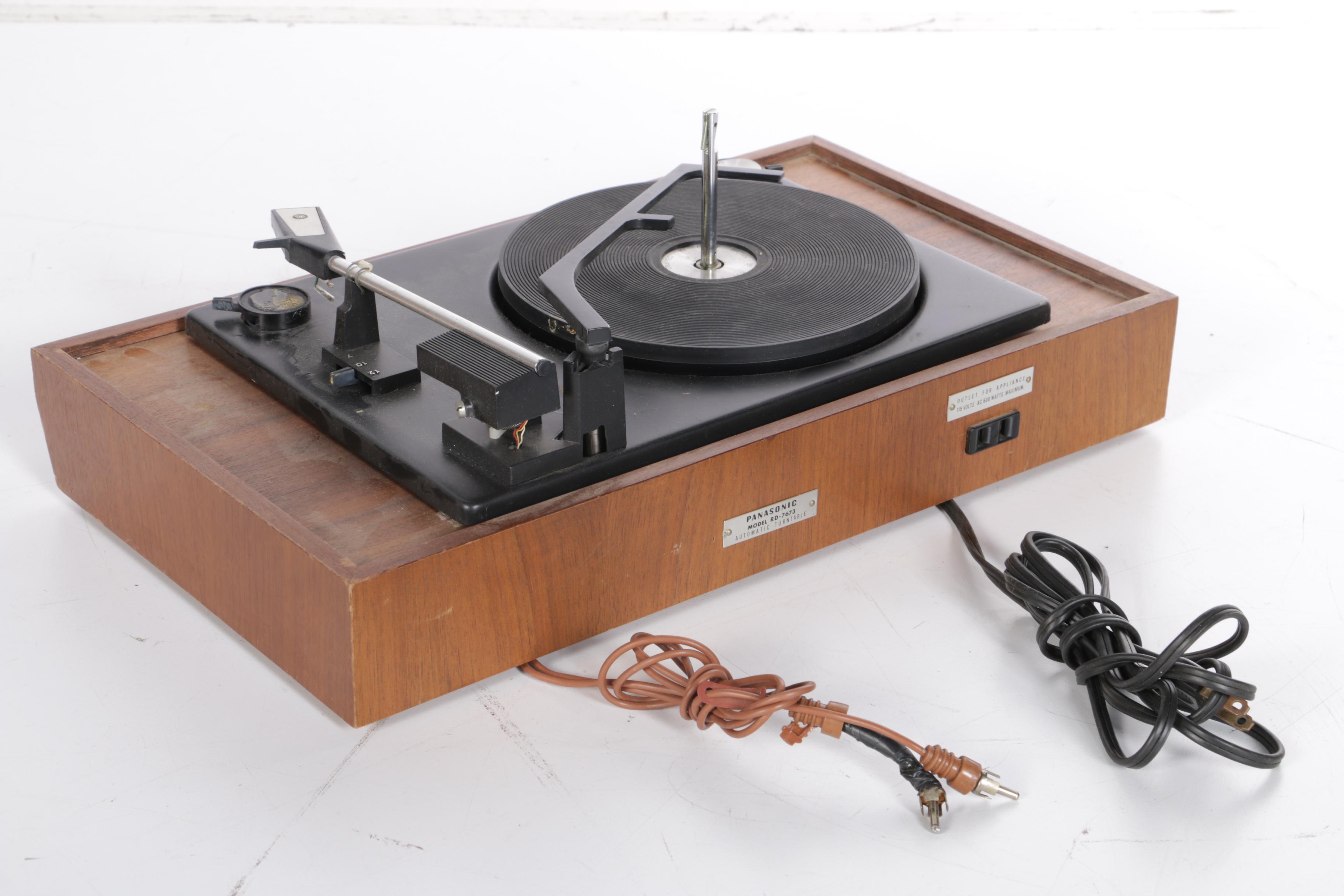 Vintage Panasonic Turntable, Television, Speakers, and Radio Tuners