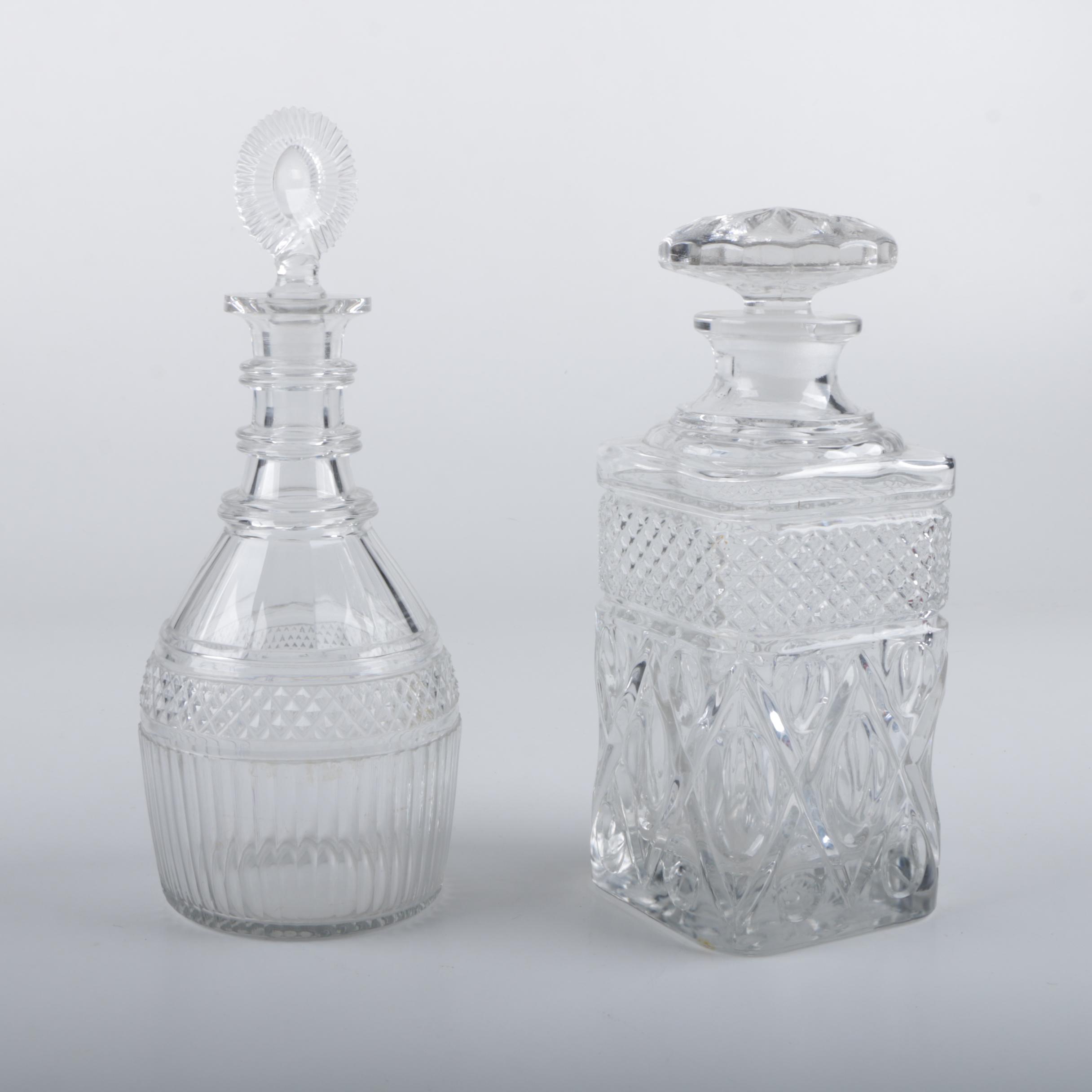 Antique Georgian Glass and Imperial Glass-Ohio "Cape Cod" Decanters