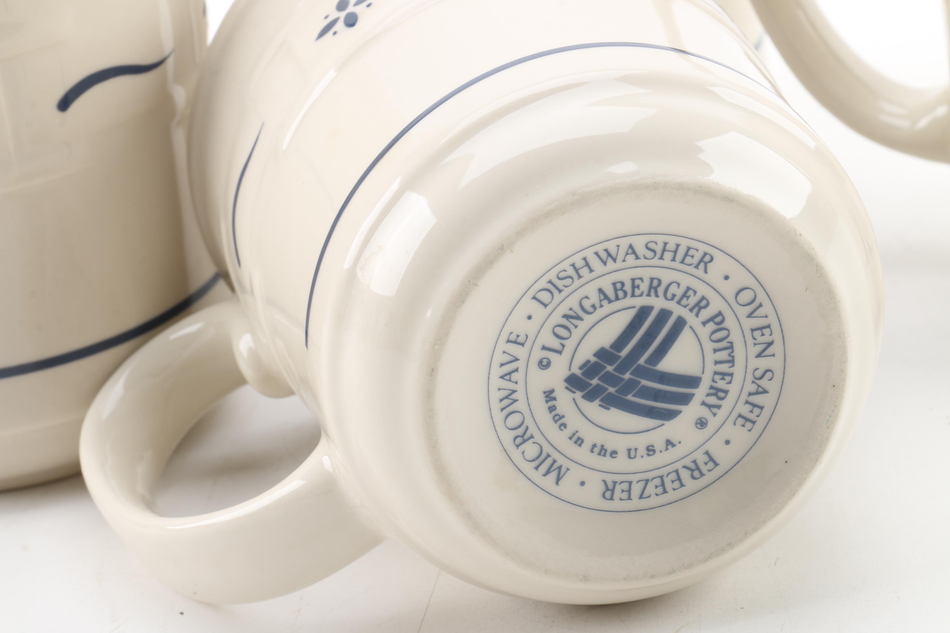 Longaberger "Woven Traditions Classic Blue" Mugs