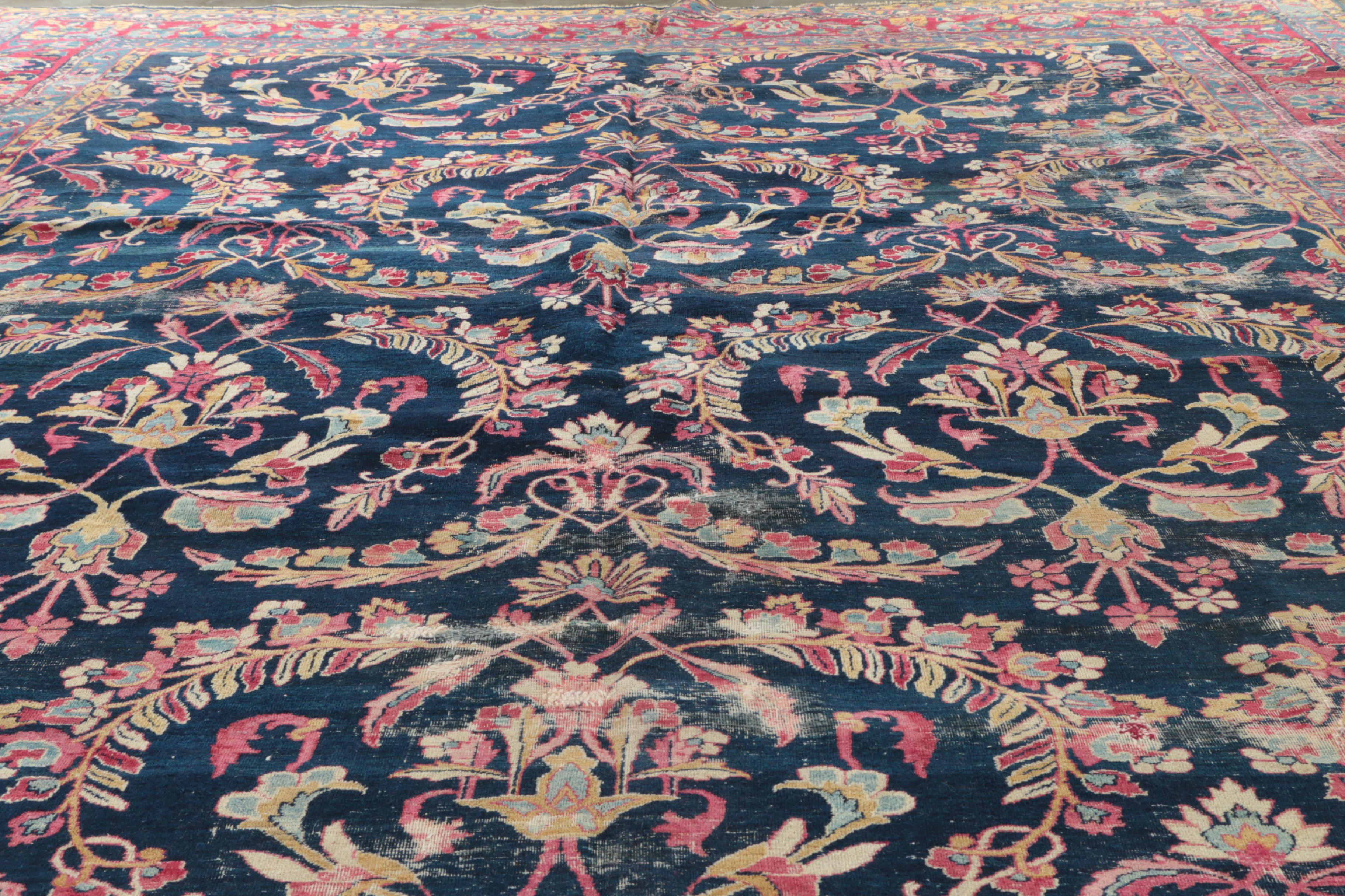 Antique Hand-Knotted Persian Wool Room Size Rug