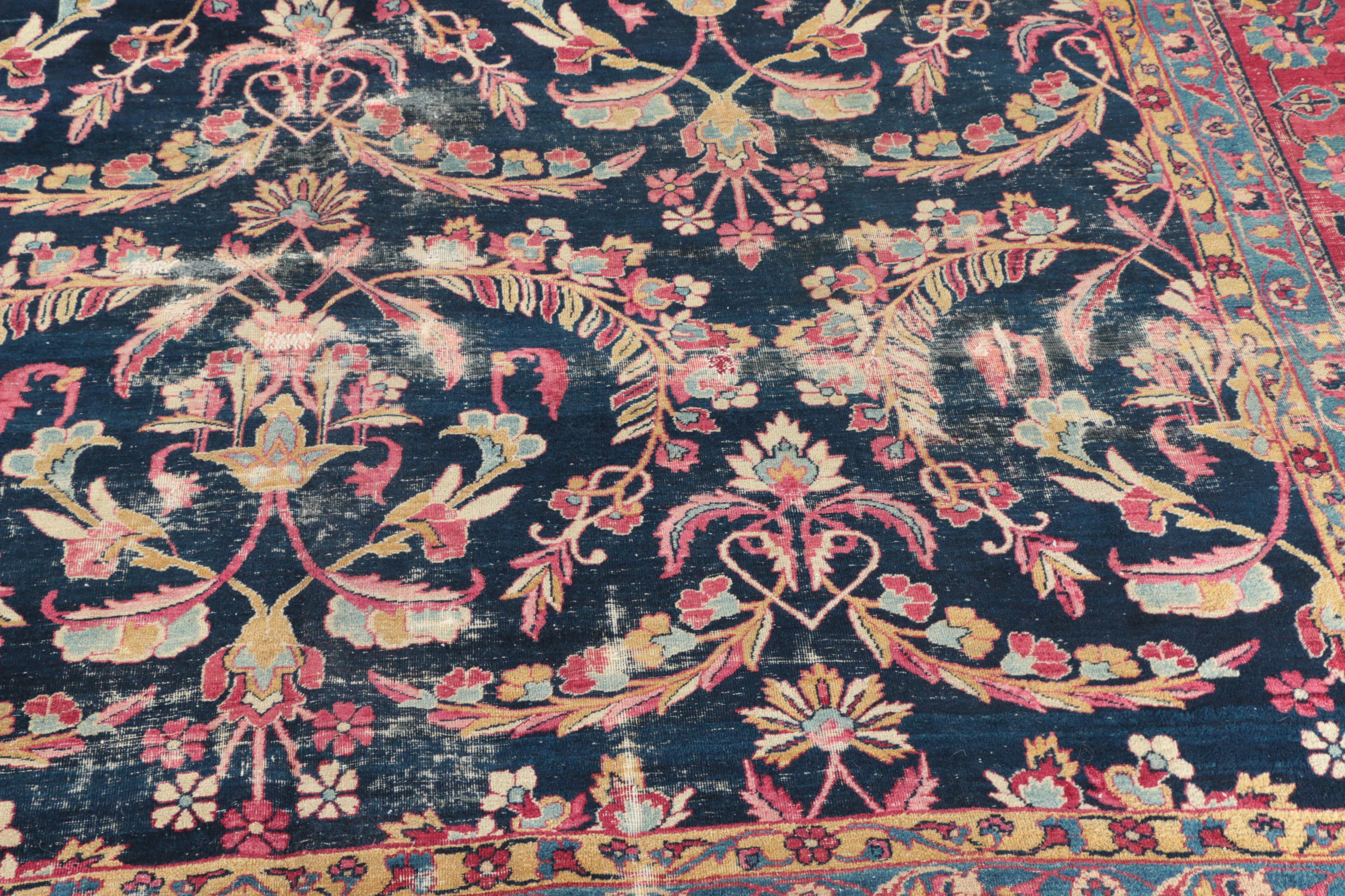 Antique Hand-Knotted Persian Wool Room Size Rug