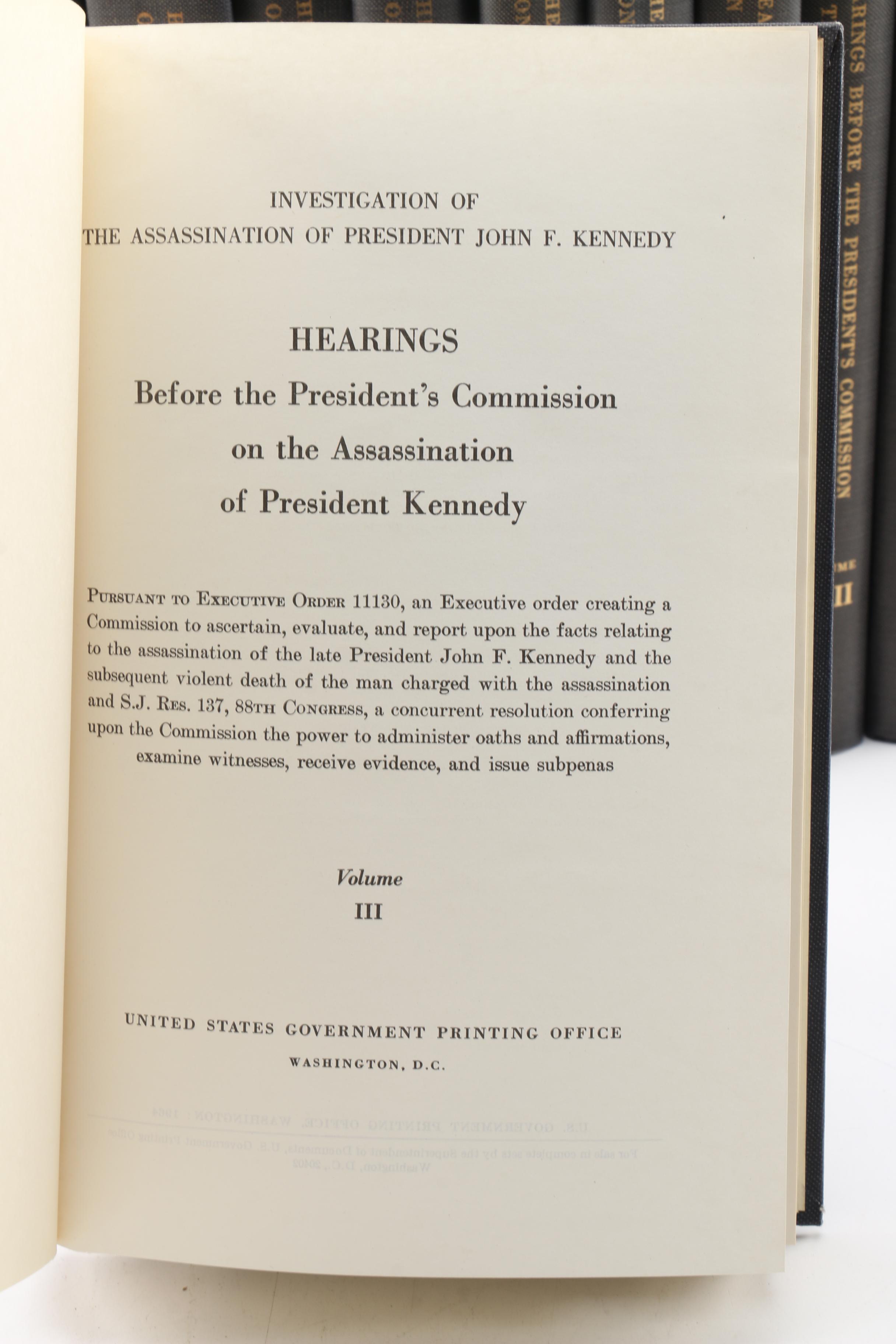 27 Volume "Hearings on the Assassination of President Kennedy"