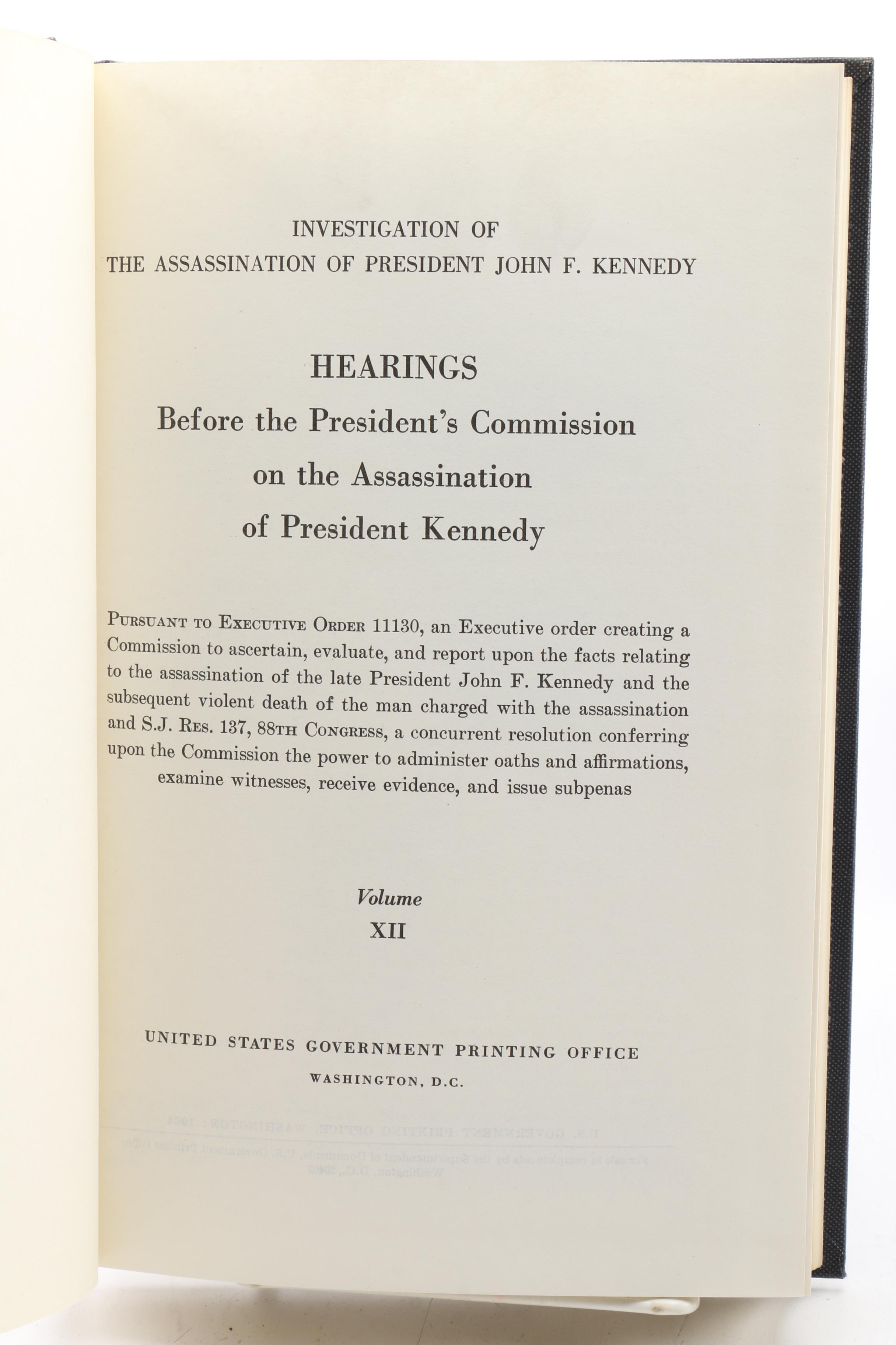 27 Volume "Hearings on the Assassination of President Kennedy"
