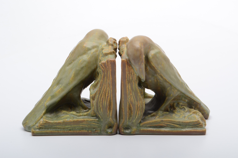 Rookwood Pottery Raven Bookends