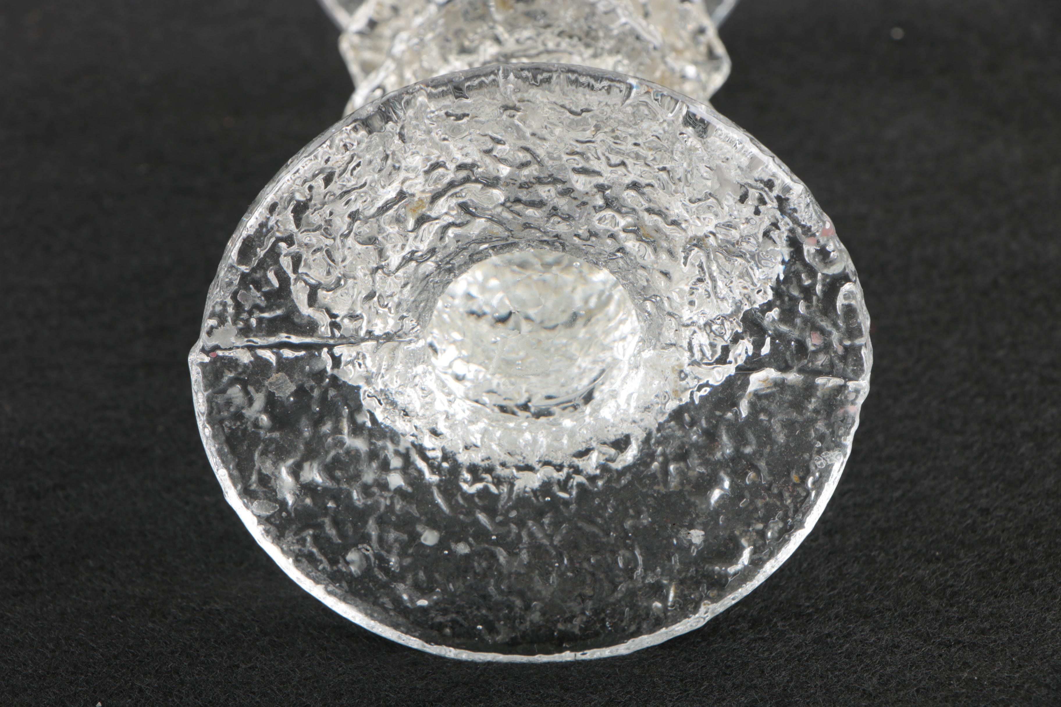 Timo Sarpaneva Pressed Glass Ripple Candlesticks