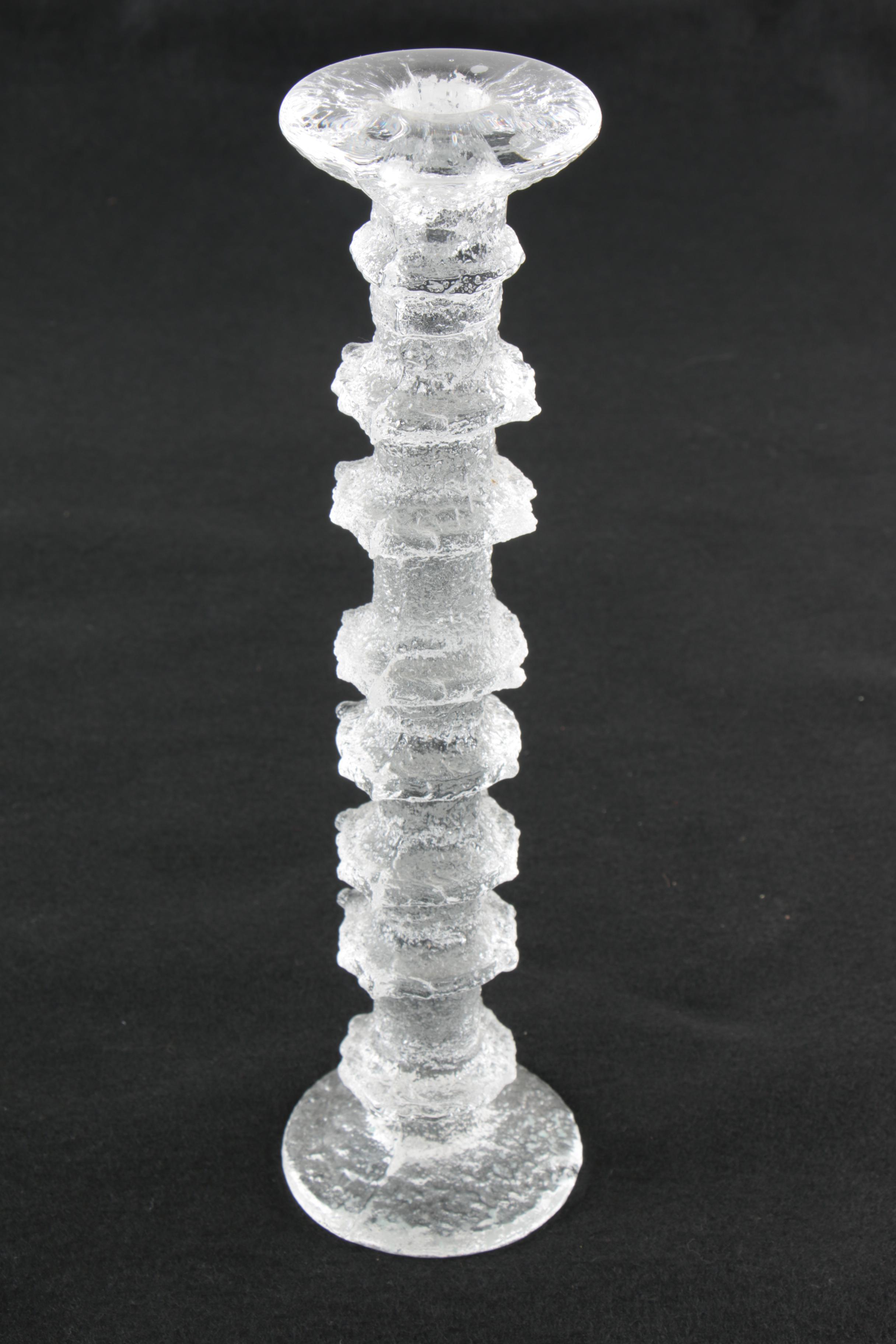 Timo Sarpaneva Pressed Glass Ripple Candlesticks