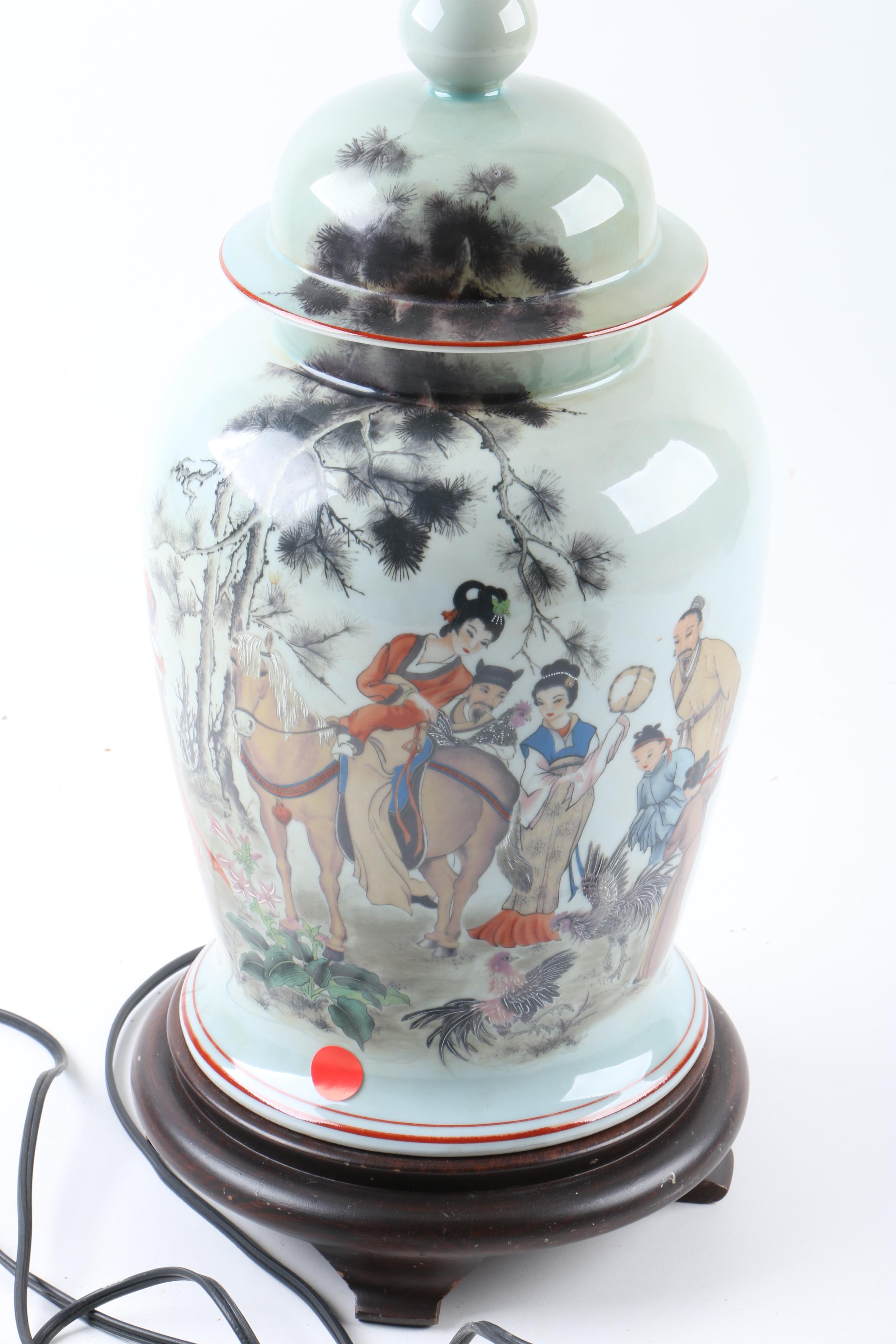 Chinese Ceramic Ginger Jar Lamp