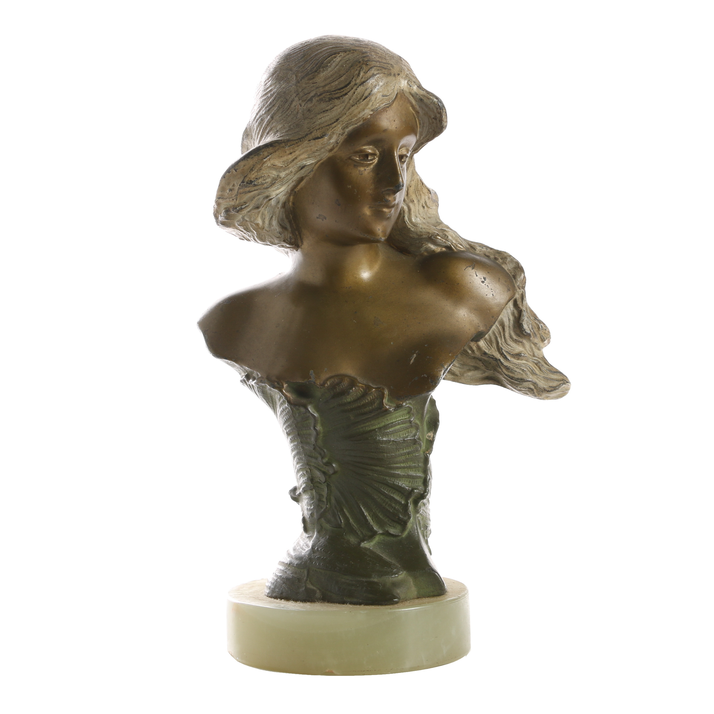 A. Masser Base Metal Bust with Bardeol Calcite Base