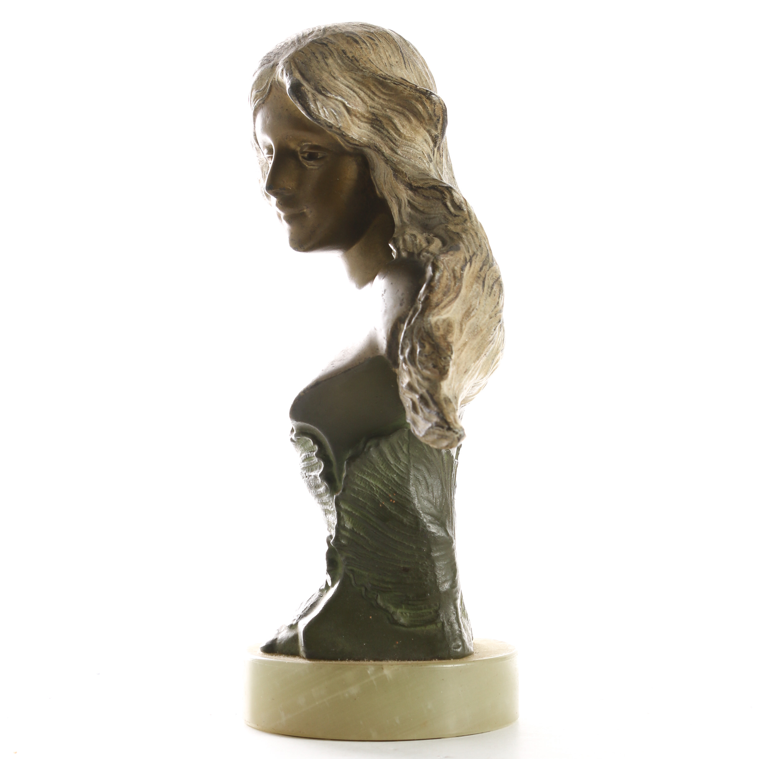 A. Masser Base Metal Bust with Bardeol Calcite Base
