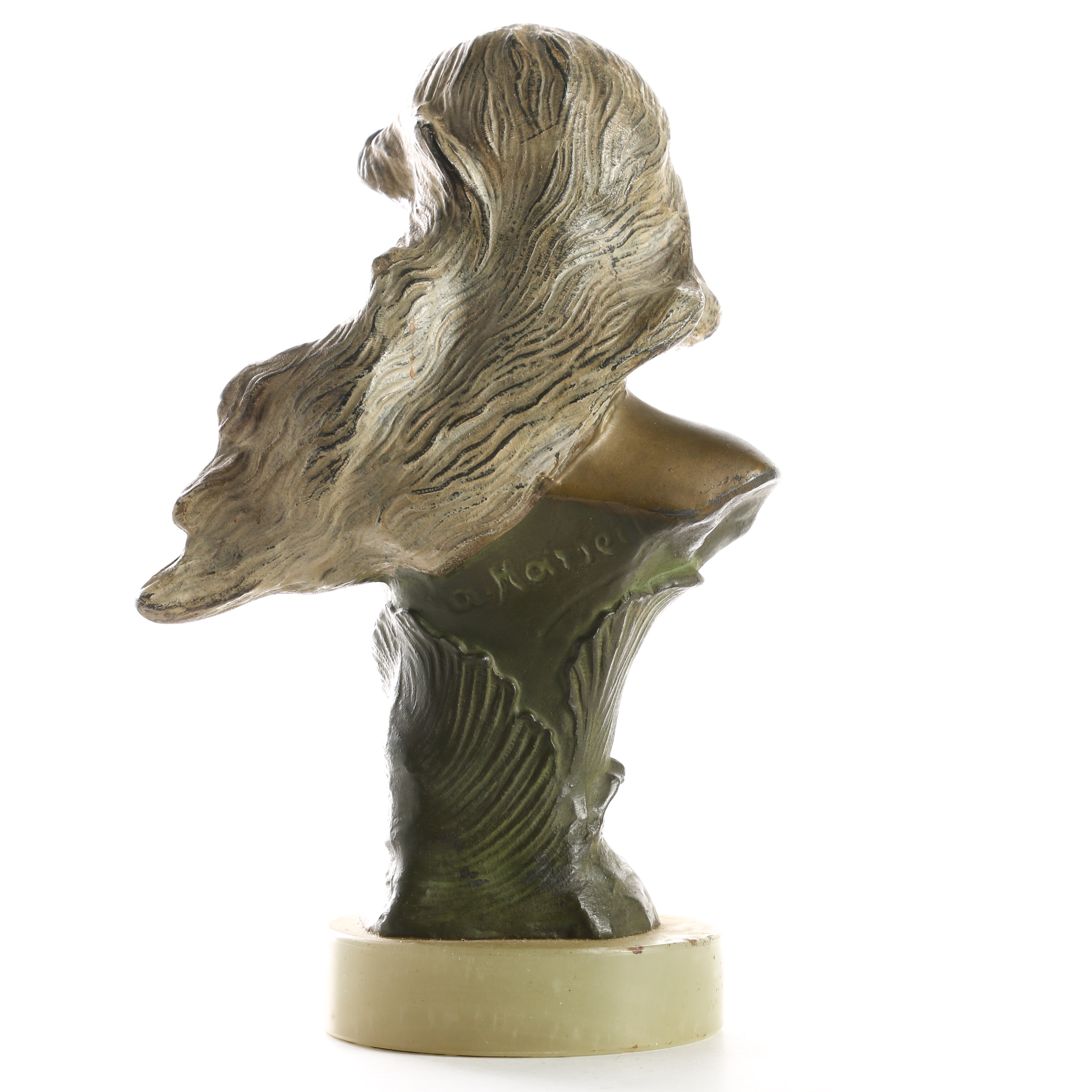 A. Masser Base Metal Bust with Bardeol Calcite Base
