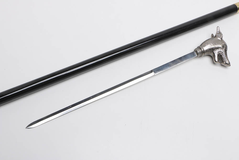 Black Wolf-Headed Sword Cane