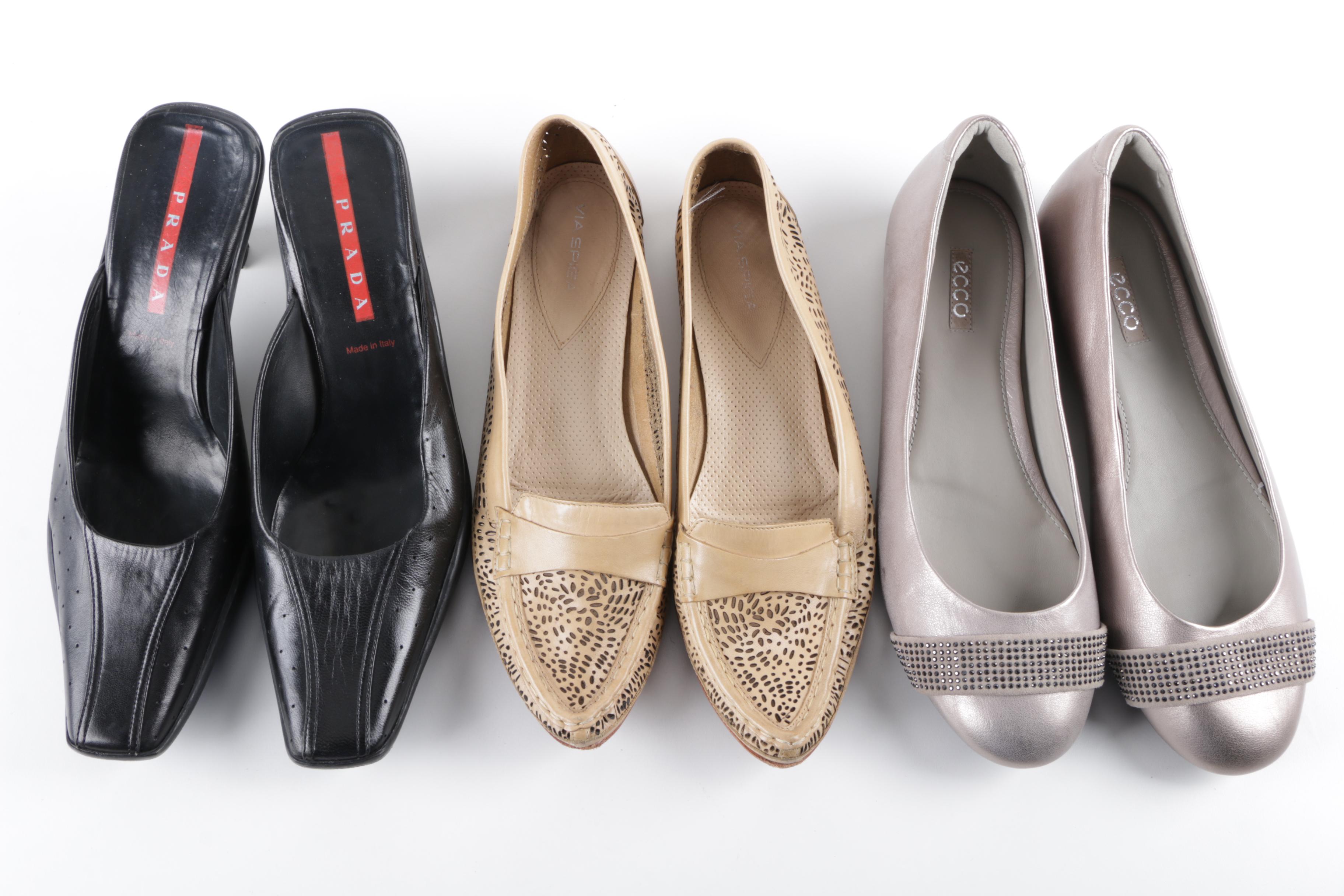 Women's Prada, Ecco and Via Spiga Shoes