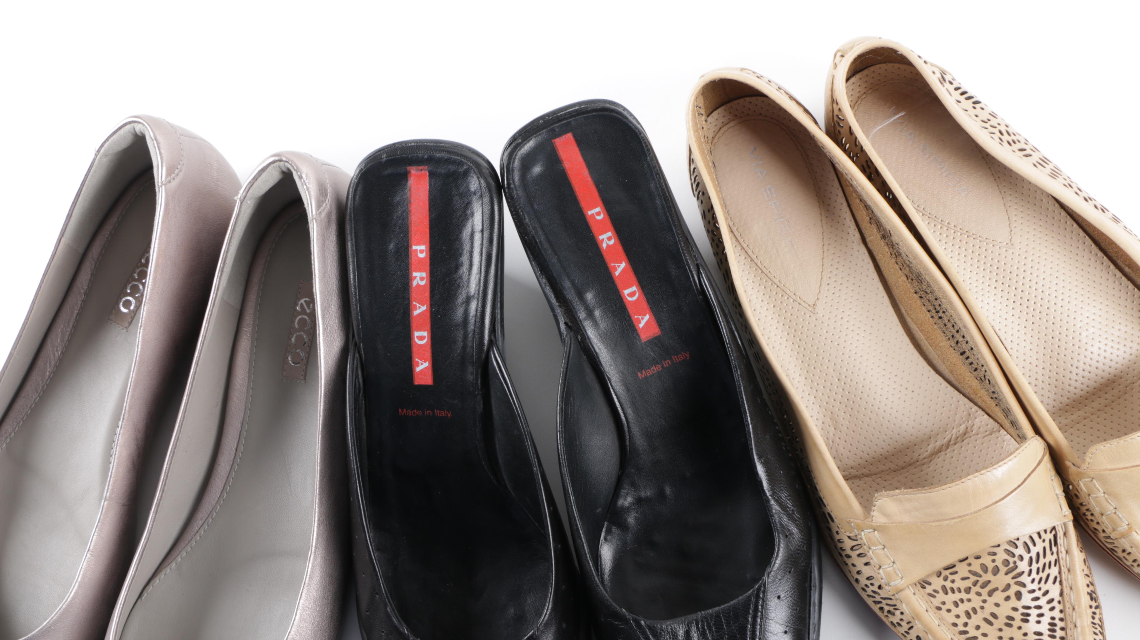 Women's Prada, Ecco and Via Spiga Shoes