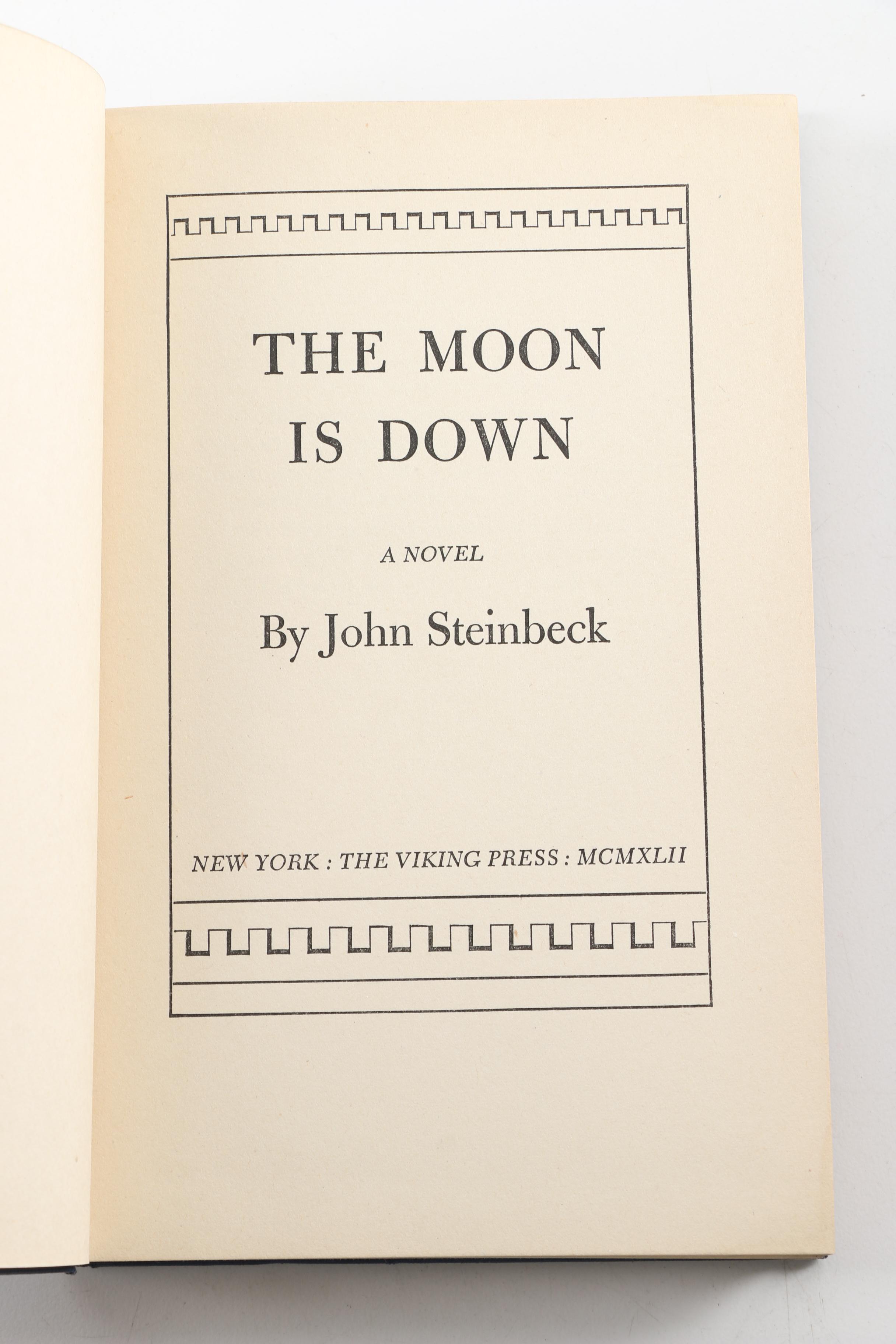 1942 Third Printing "The Moon is Down" by John Steinbeck
