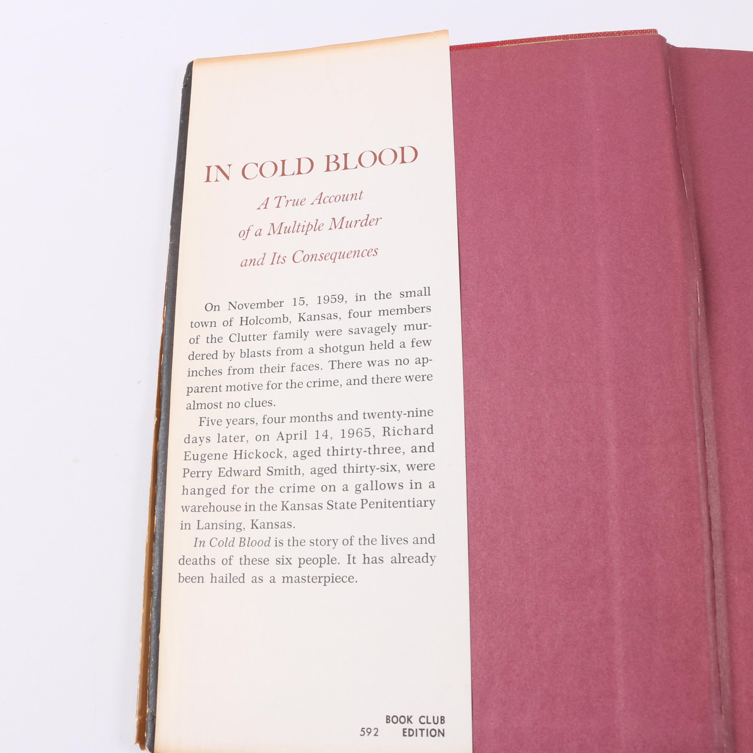 1965 Book Club Edition "In Cold Blood" by Truman Capote