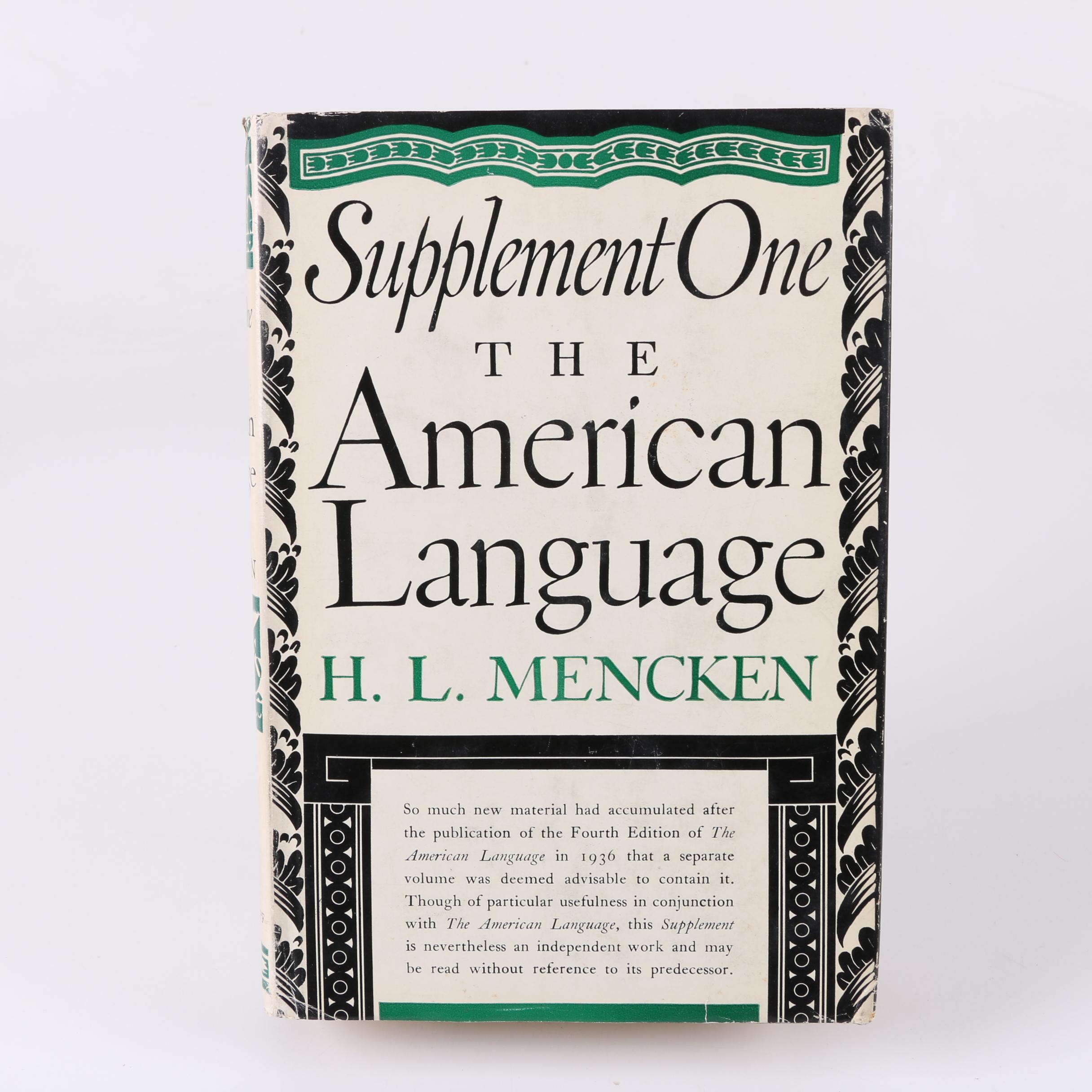 1961 "The American Language" by H. L. Mencken in Two Volumes