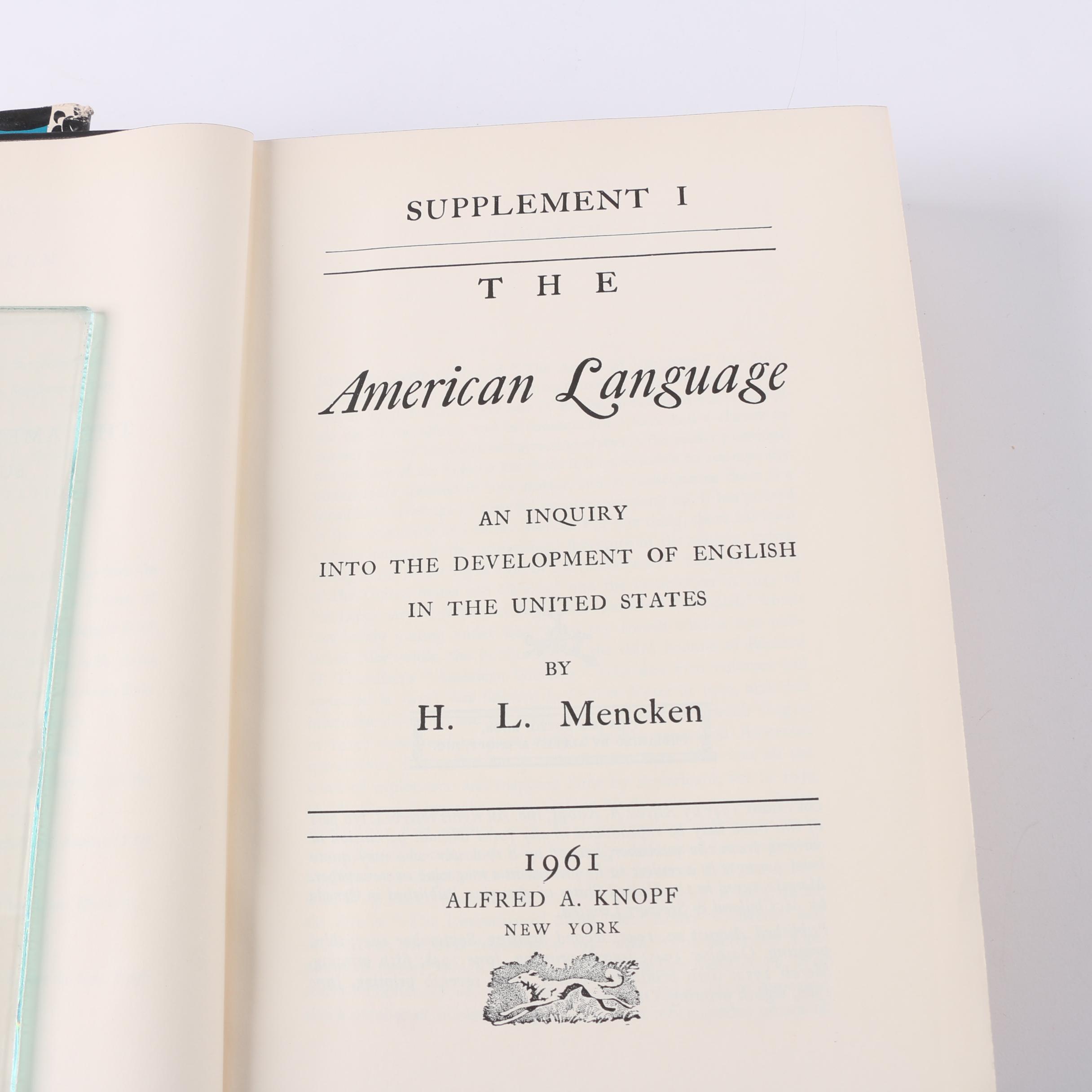 1961 "The American Language" by H. L. Mencken in Two Volumes