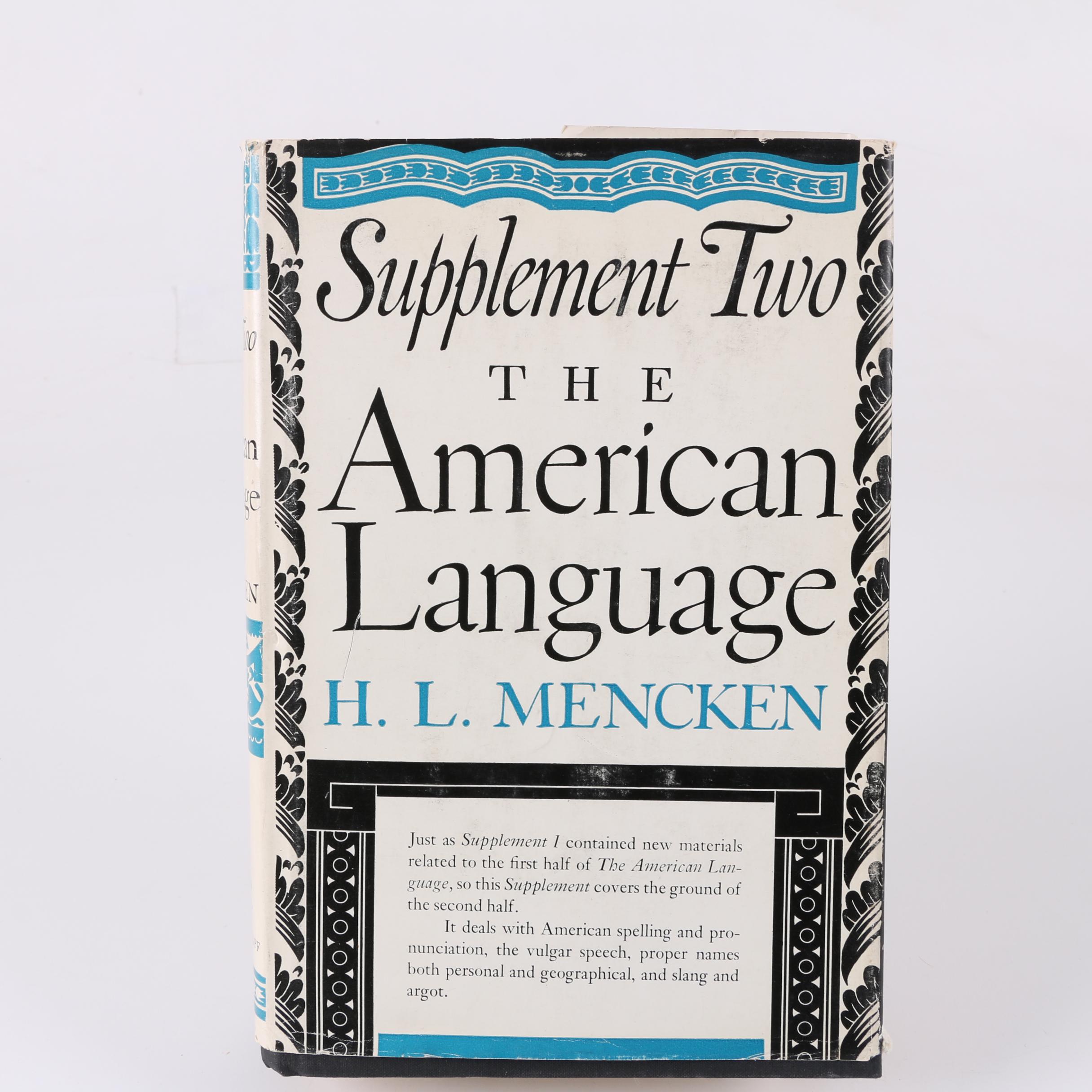 1961 "The American Language" by H. L. Mencken in Two Volumes