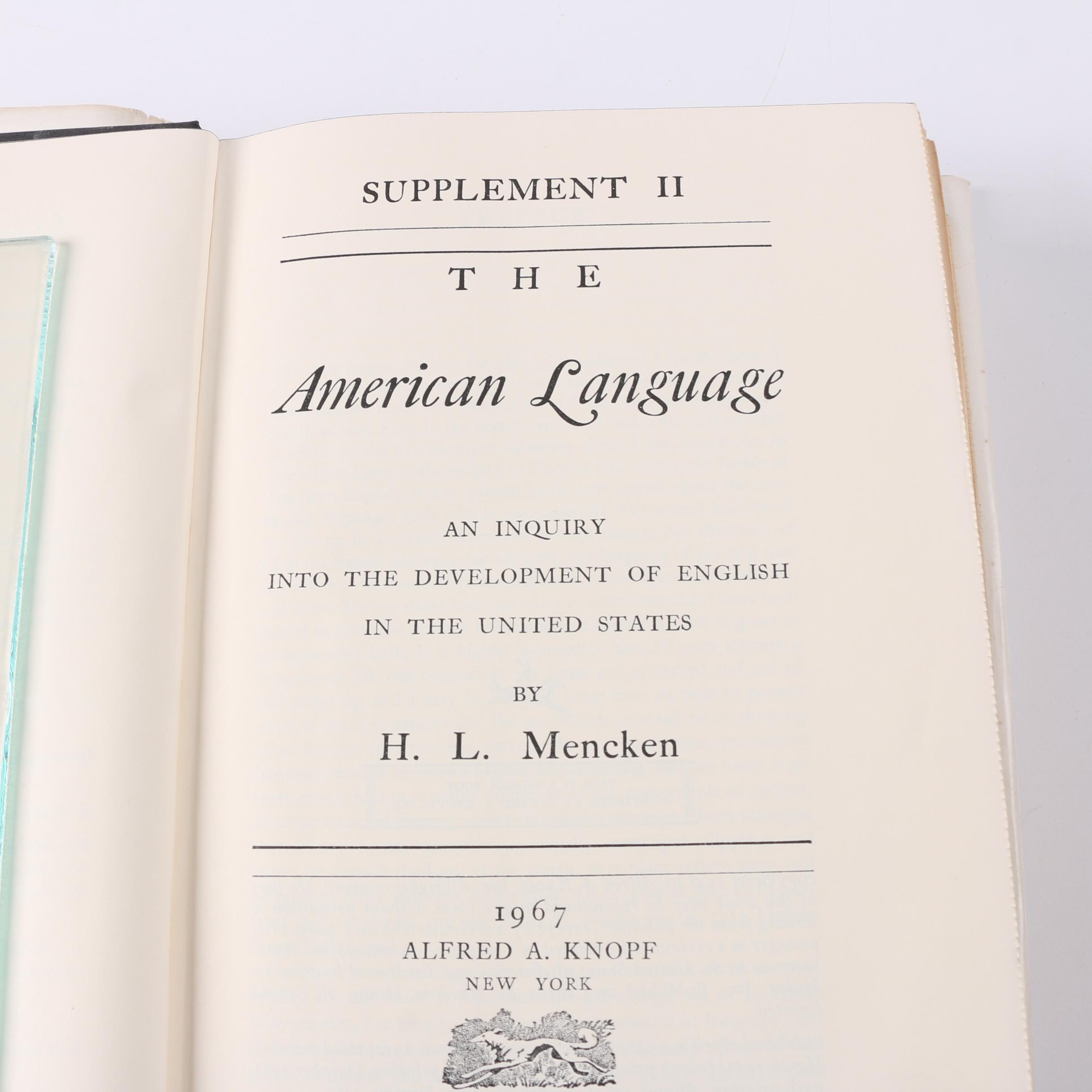 1961 "The American Language" by H. L. Mencken in Two Volumes