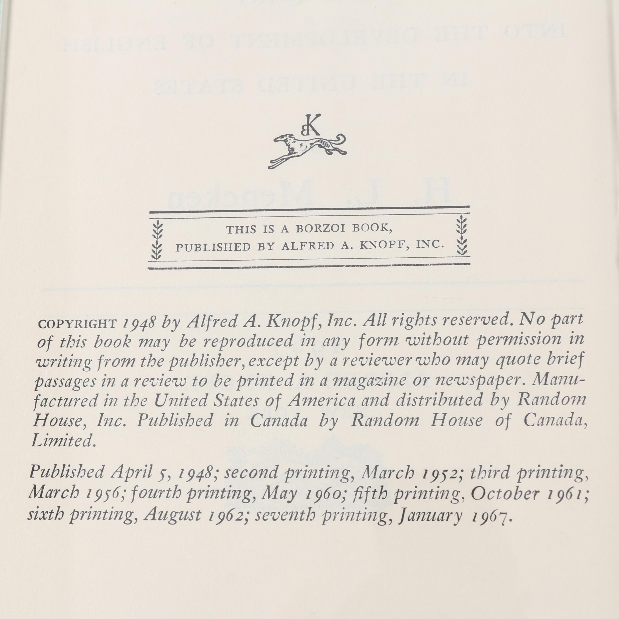 1961 "The American Language" by H. L. Mencken in Two Volumes