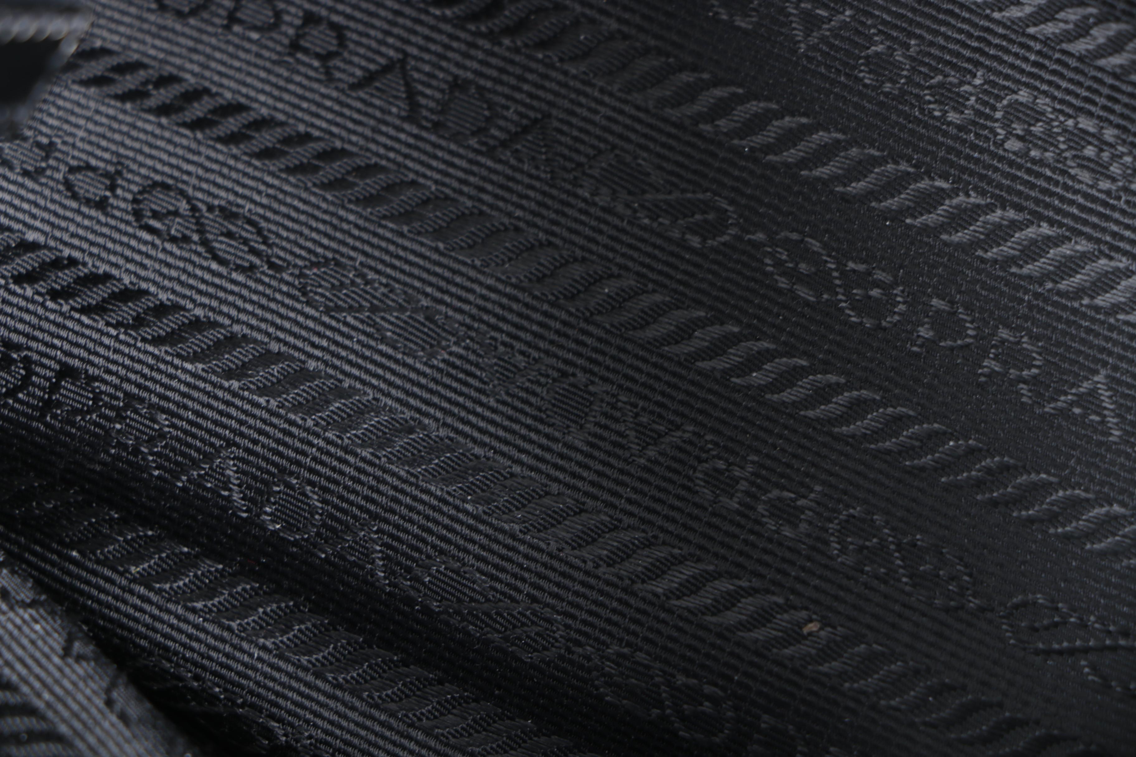 Prada Beige Canvas and Black Leather Handbag