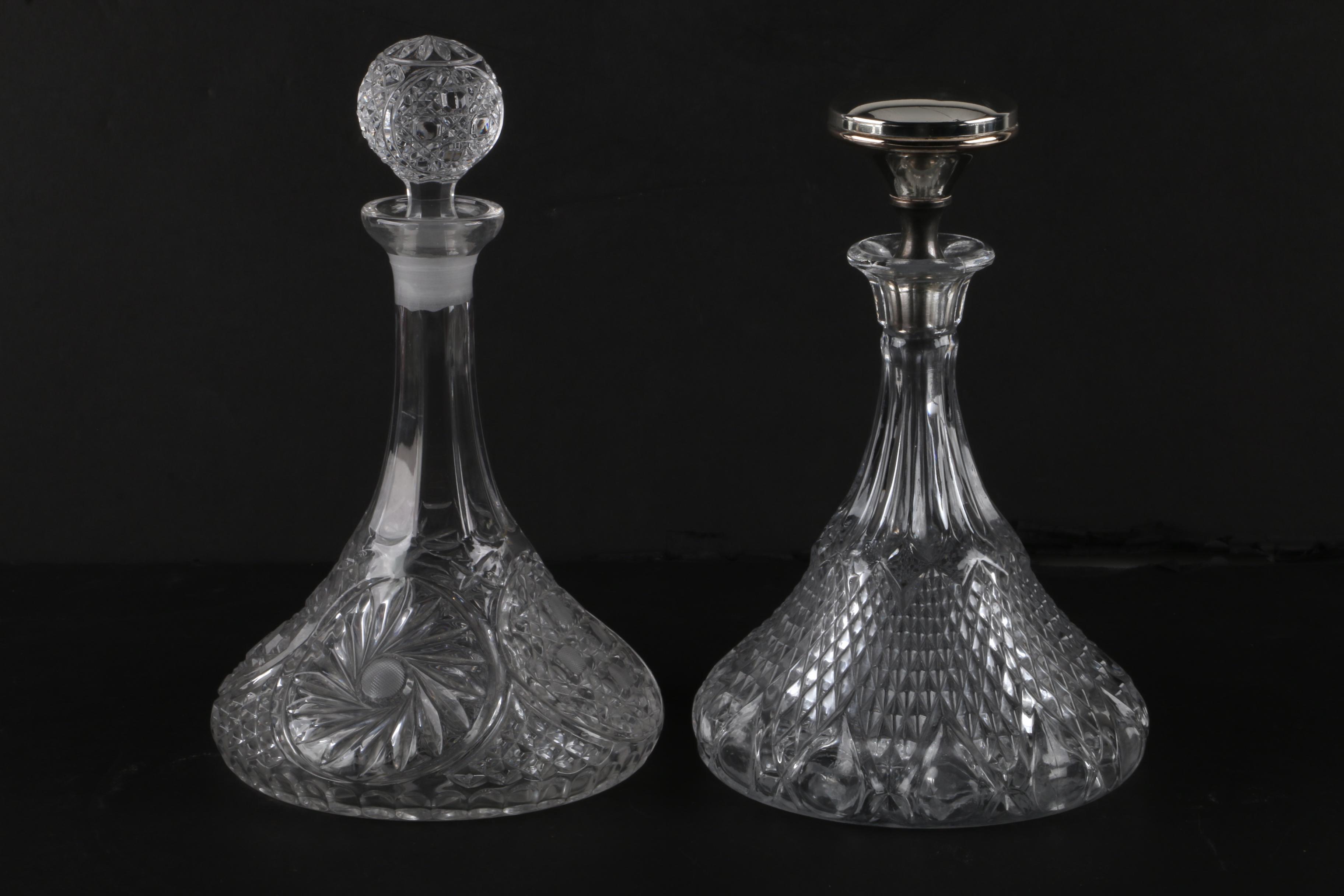 Wedgwood Drambuie Crystal Decanter with Atlantis and Ship's Decanters