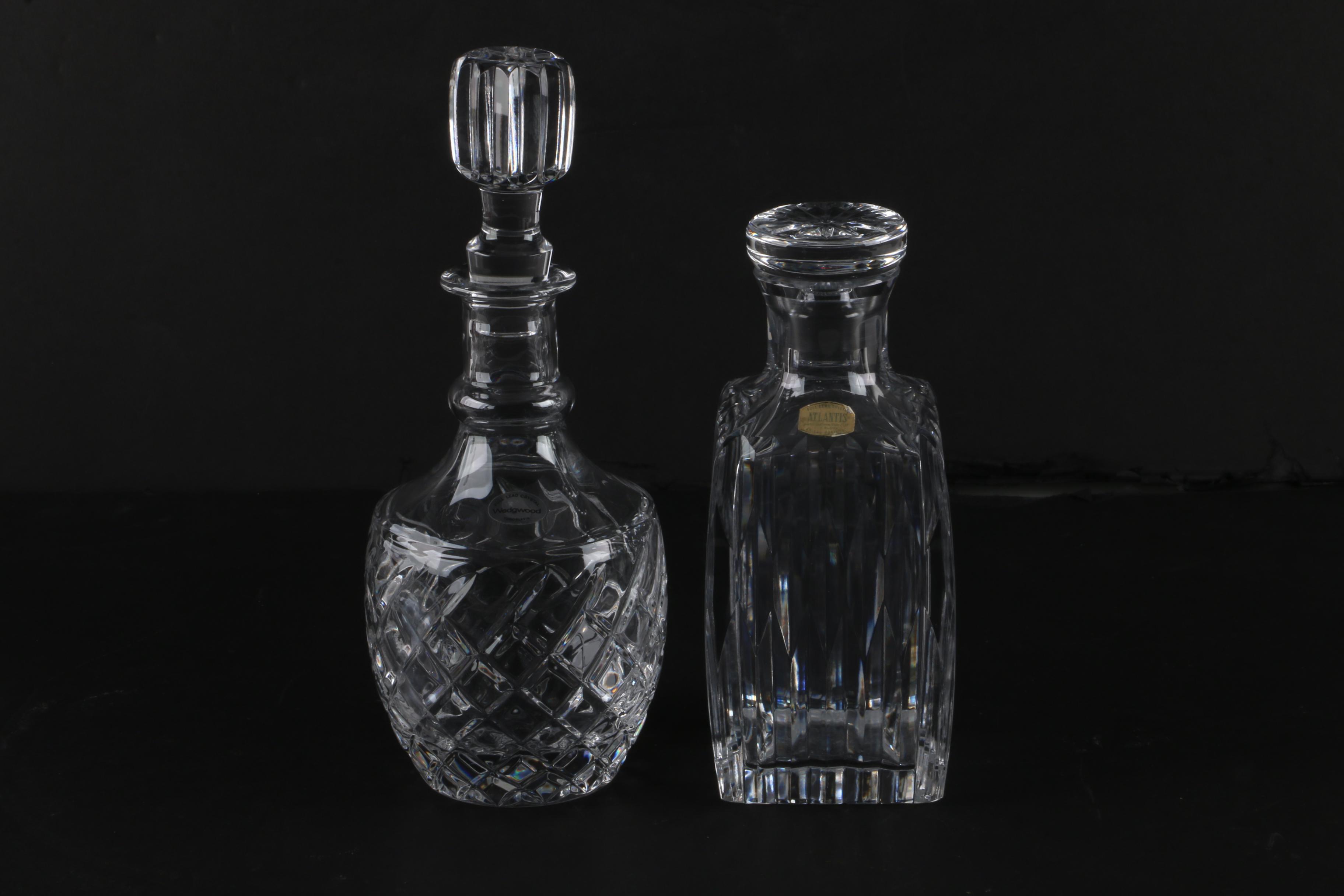Wedgwood Drambuie Crystal Decanter with Atlantis and Ship's Decanters