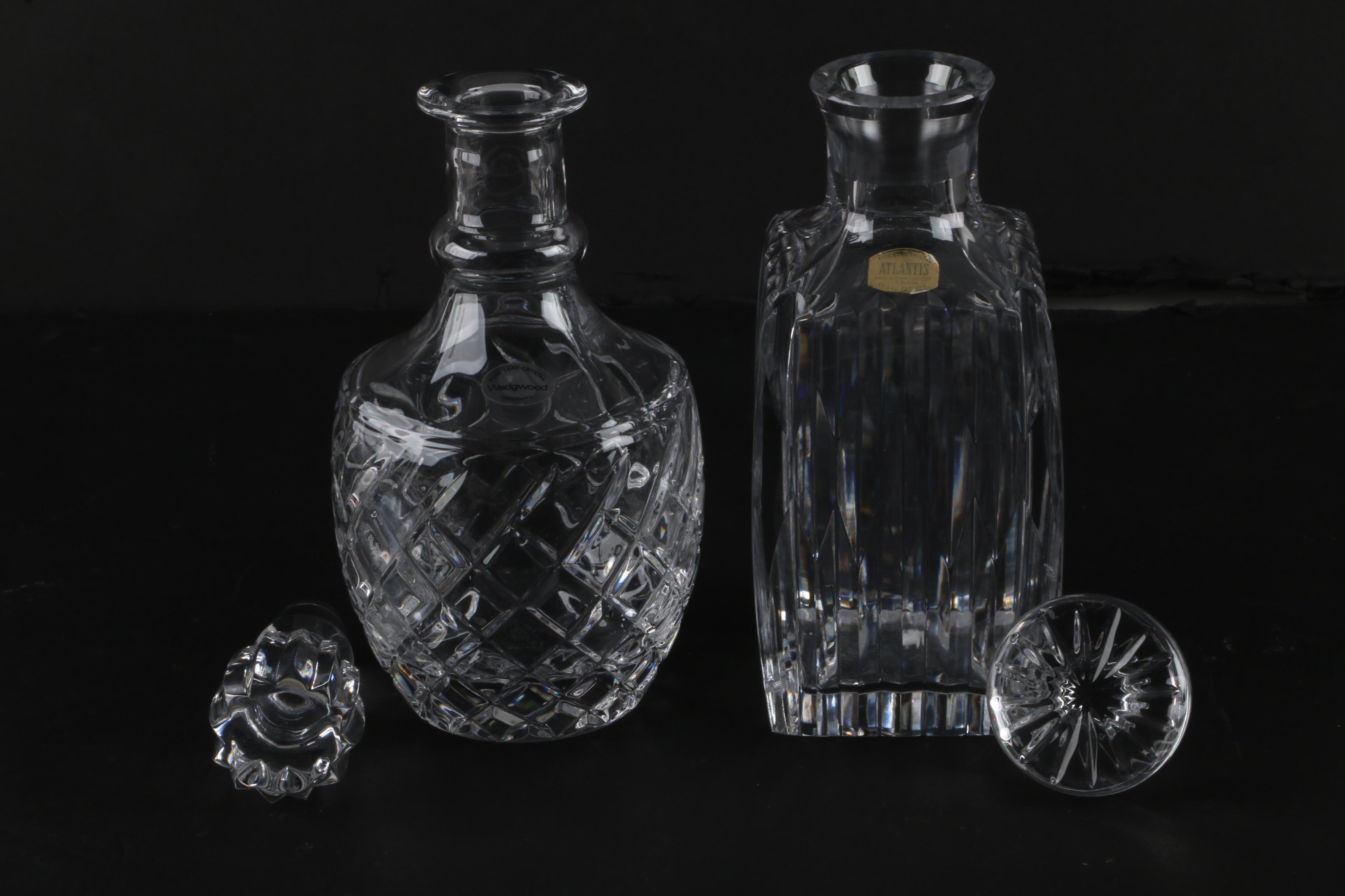 Wedgwood Drambuie Crystal Decanter with Atlantis and Ship's Decanters
