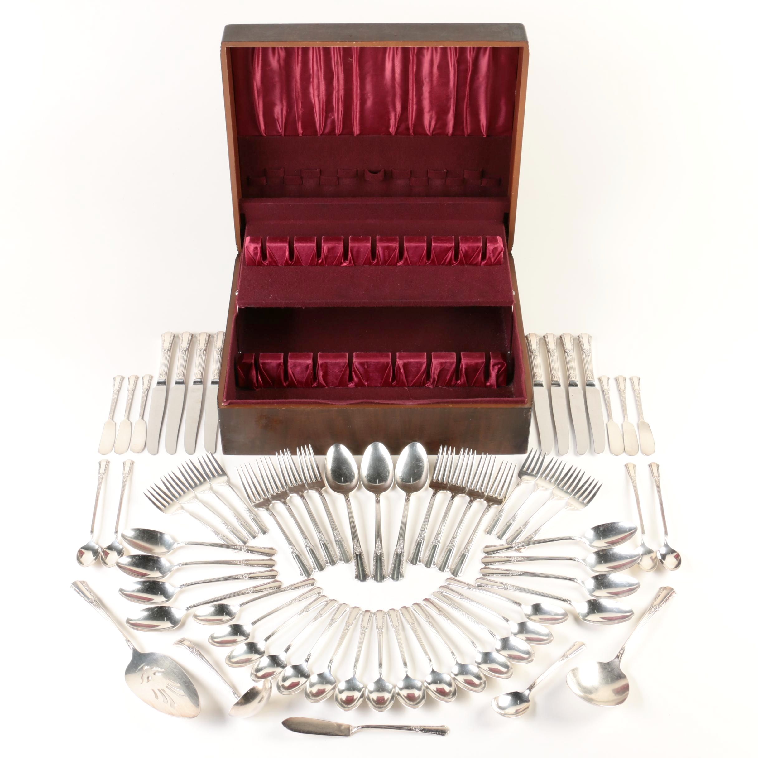 Wm. Rogers "Treasure" Silver Plate Flatware Set with Chest