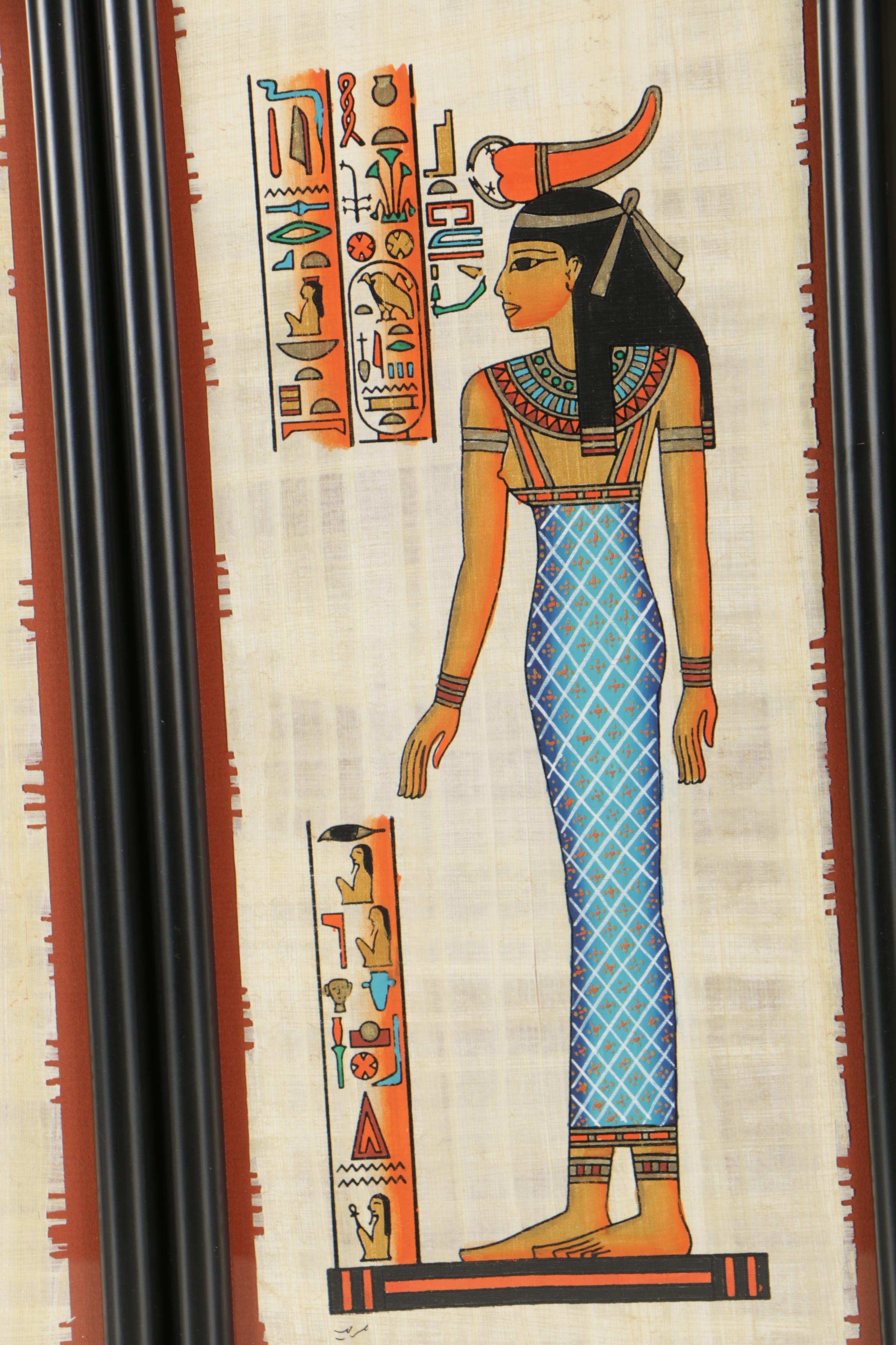 Egyptian Gouache Paintings on Papyrus