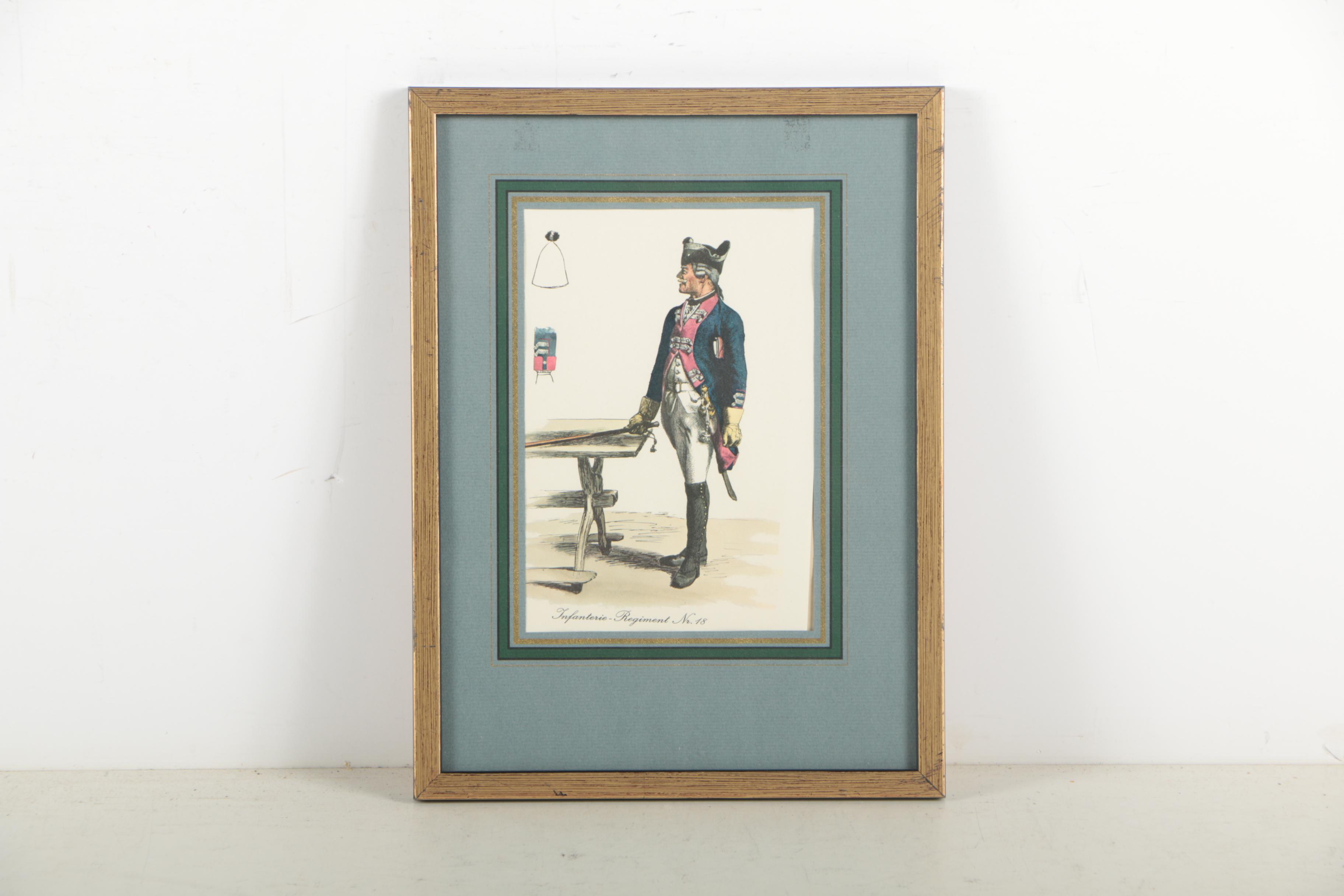 Offset Lithograph Prints Depicting Prussian Military Uniforms
