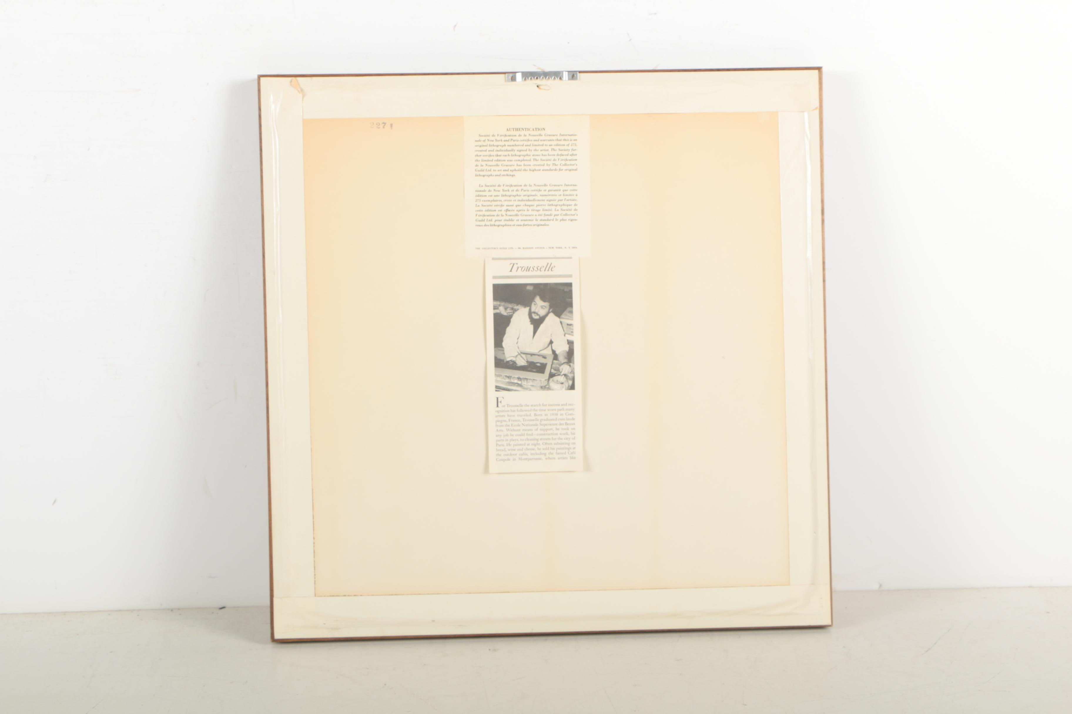 Jean Trousselle Circa 1975 Color Lithograph "French Castle"