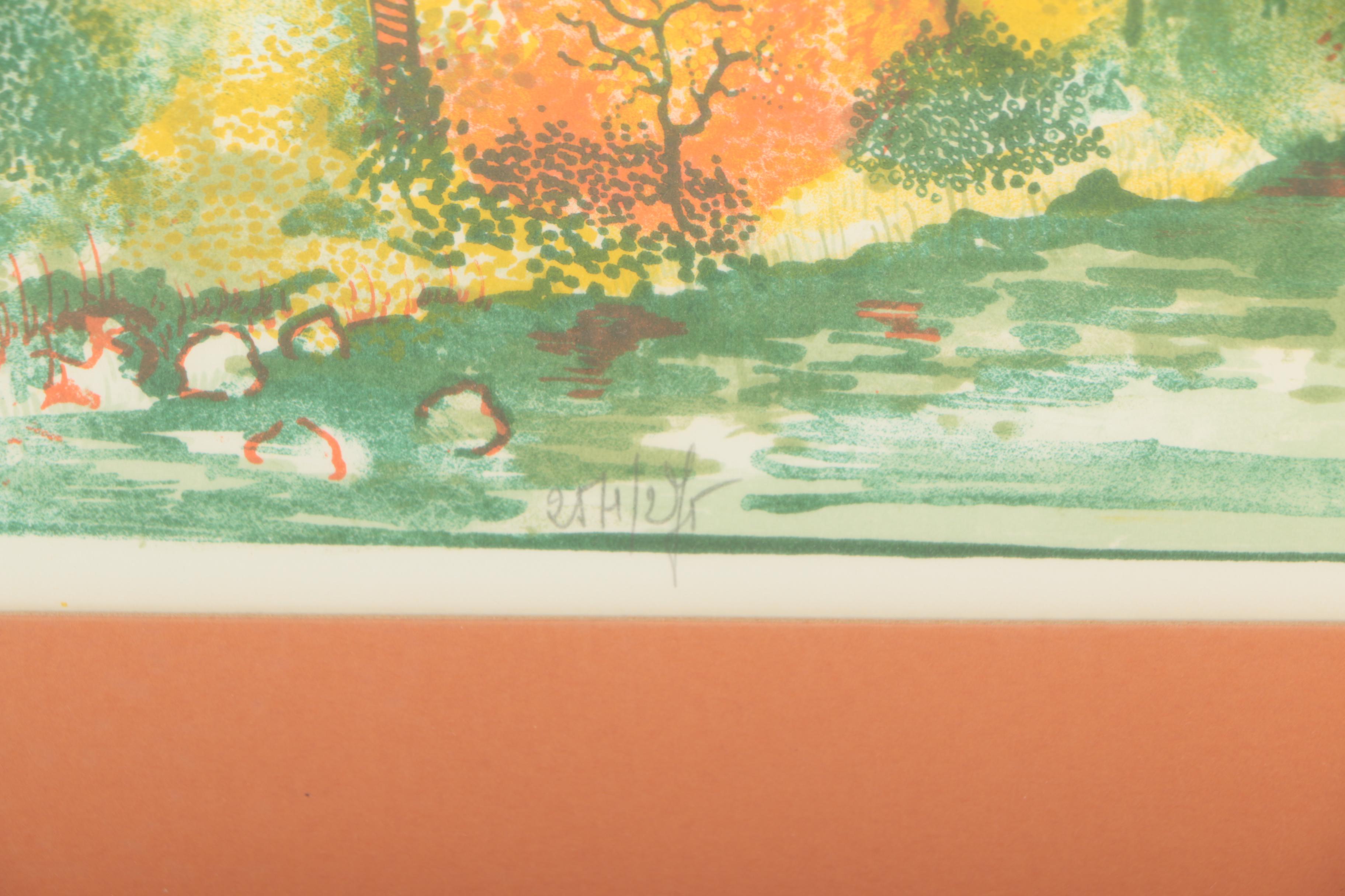 Jean Trousselle Circa 1975 Color Lithograph "French Castle"