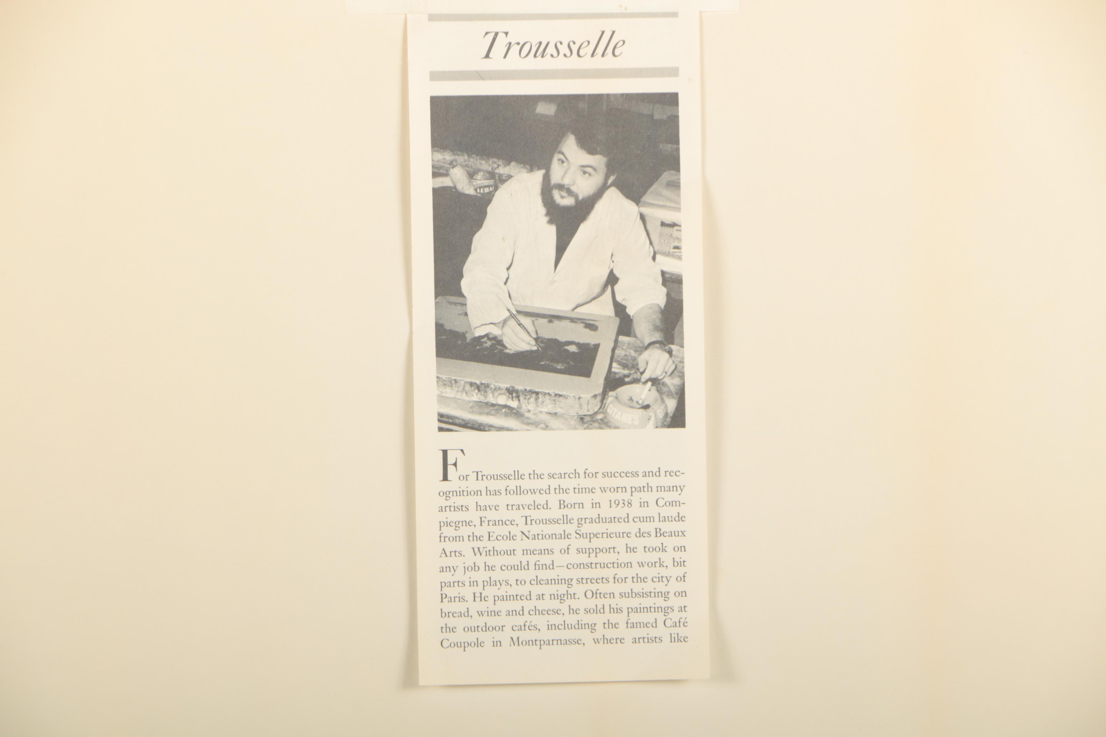 Jean Trousselle Circa 1975 Color Lithograph "French Castle"