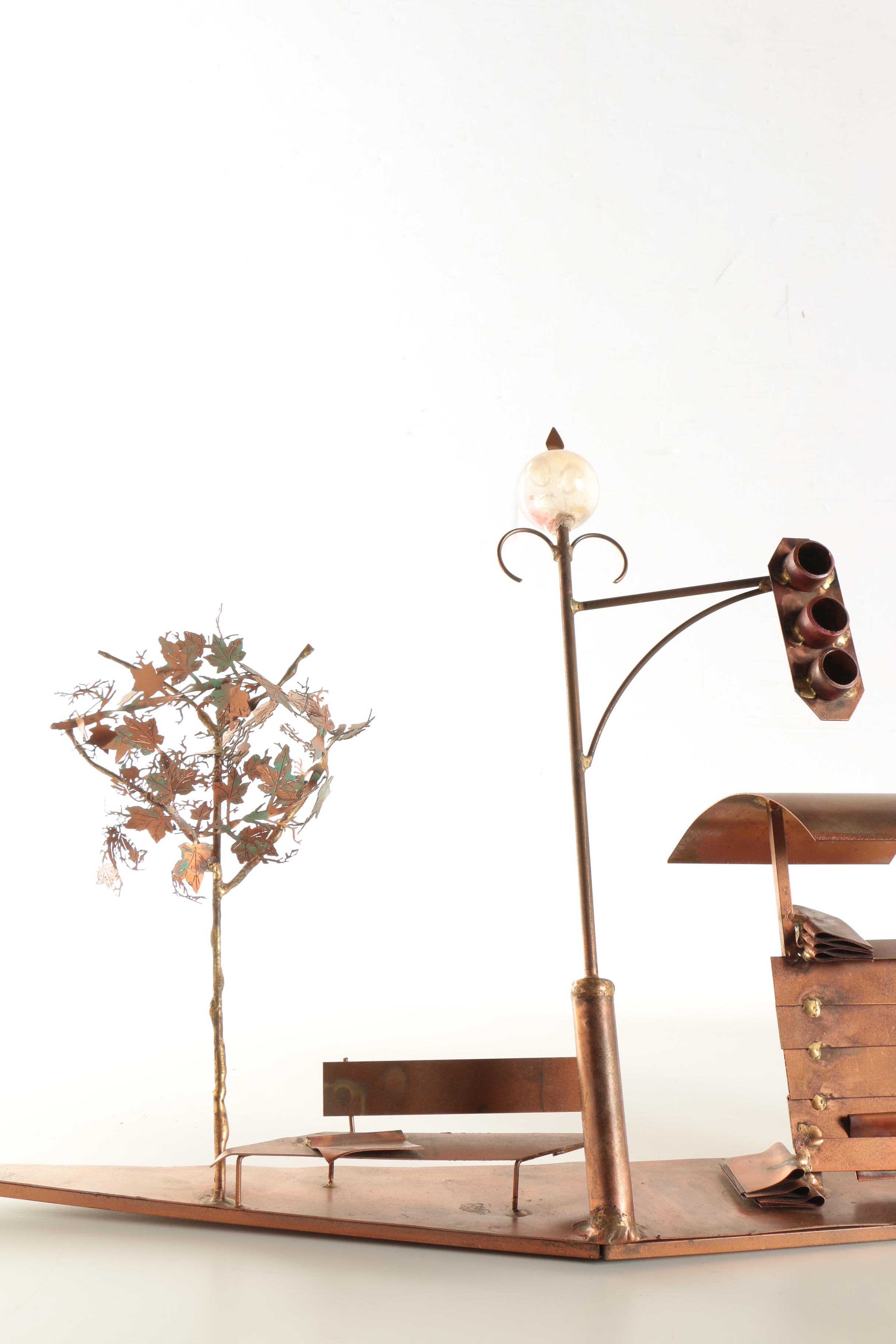 Bijan Metal Sculpture of Street Scene