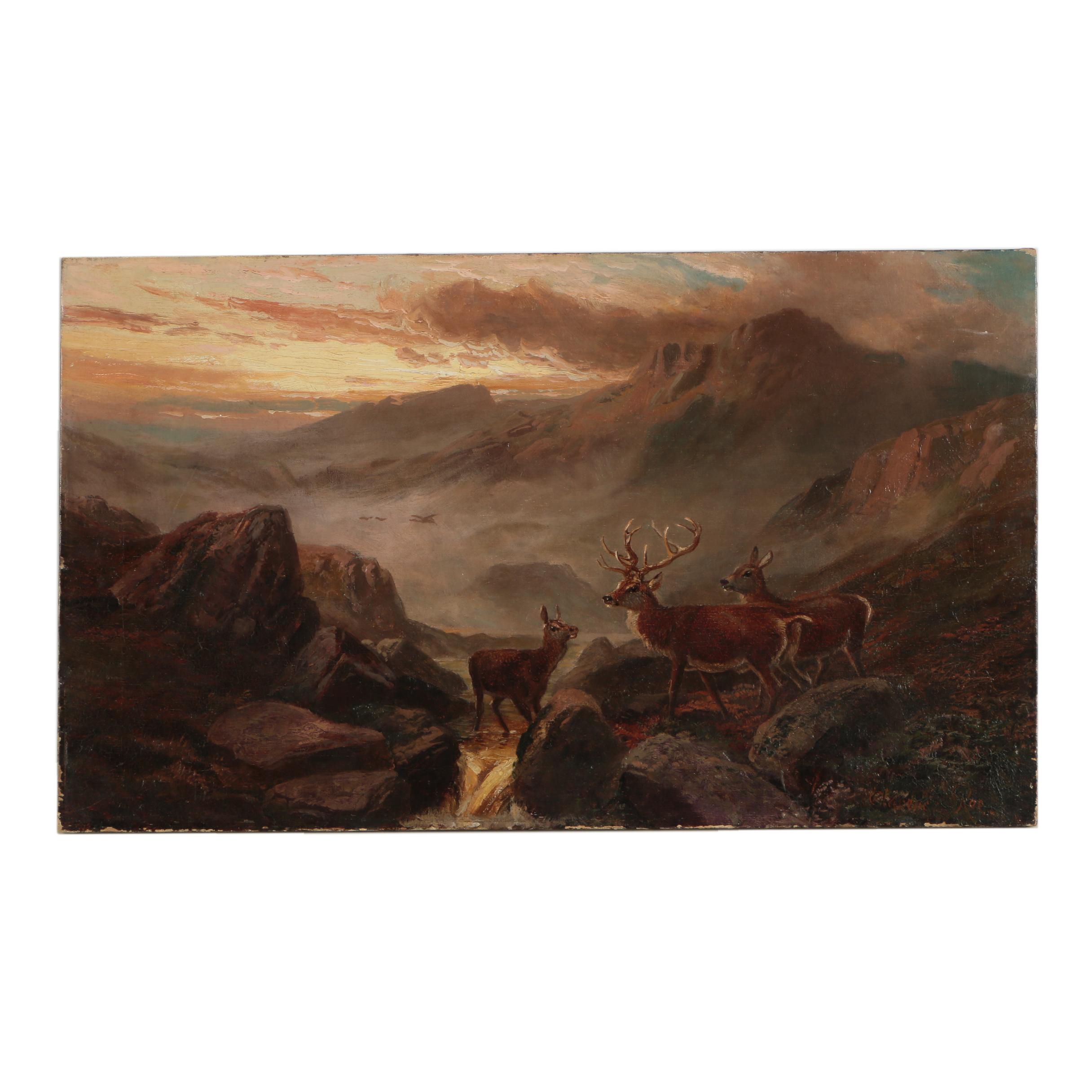 Clarence Roe Oil on Canvas Wilderness Painting