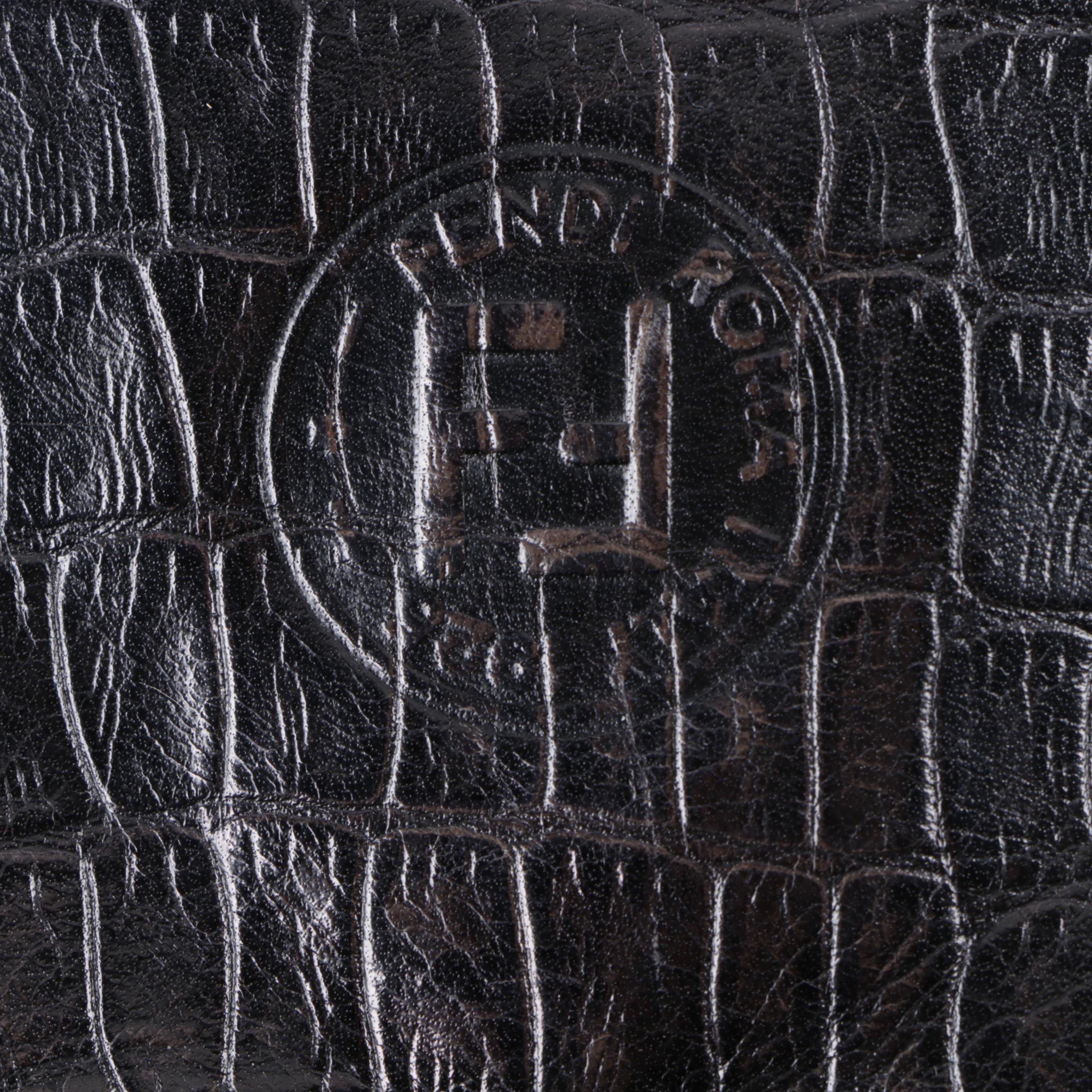 Fendi Alligator Embossed Dyed Black Leather Shoulder Bag