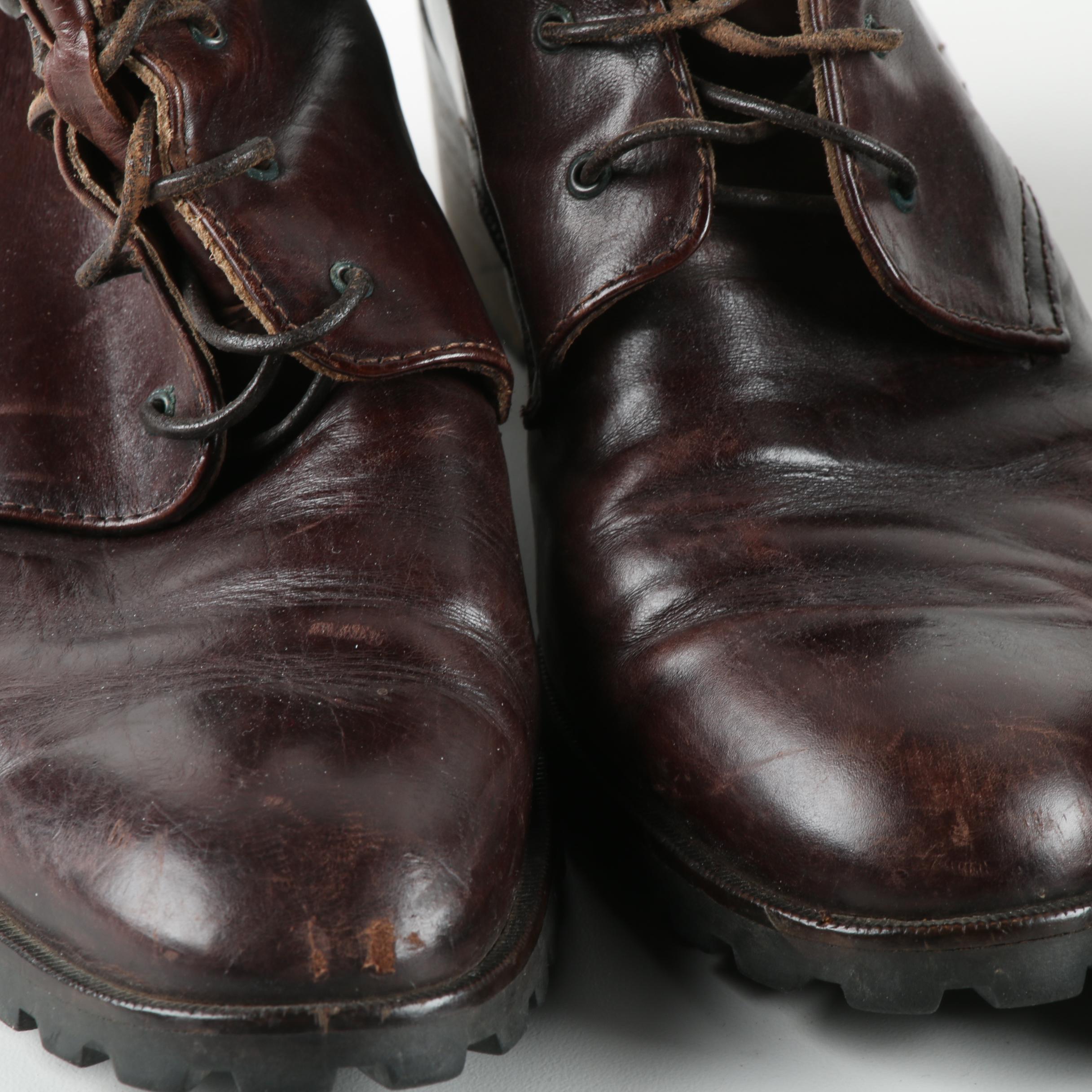 Women's Joan & David Black Leather and Brown Leather Lace-Up Boots