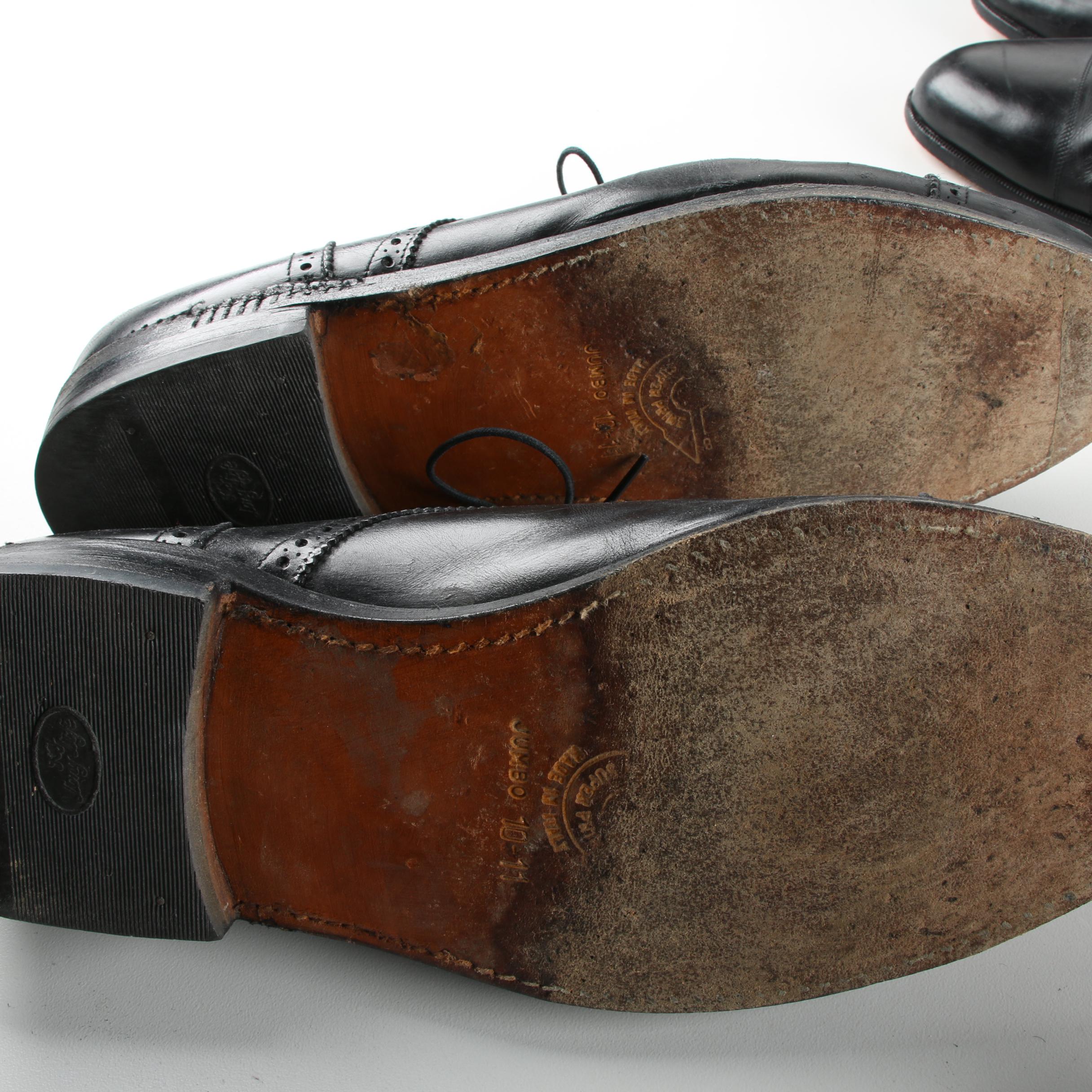 Men's Black Leather Dress Shoes Including Brooks Brothers and Elli Borgioli