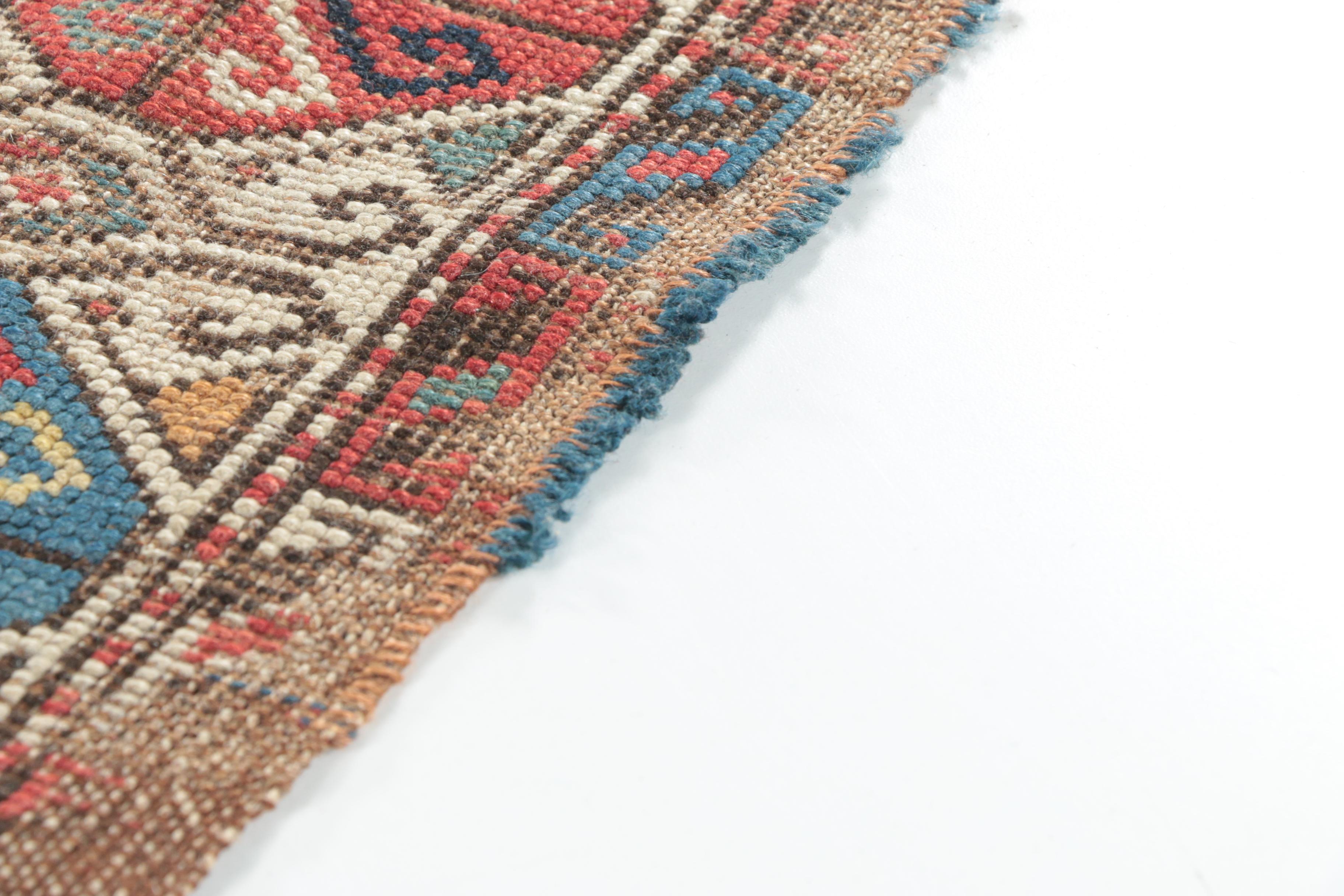 Antique Handwoven Caucasian Wool Area Rug