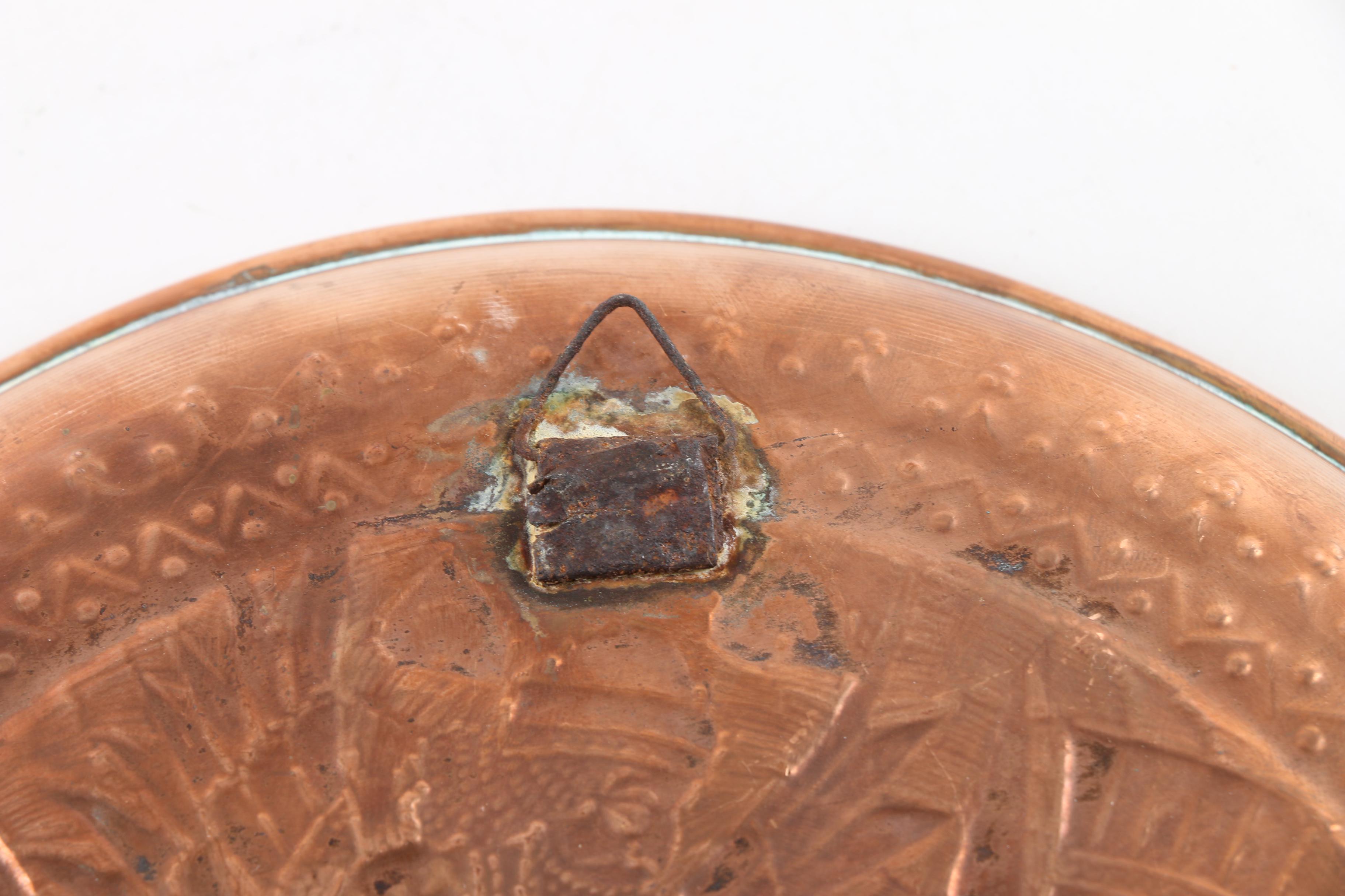 Chased Copper Plate with Mesopotamian Deities Motif