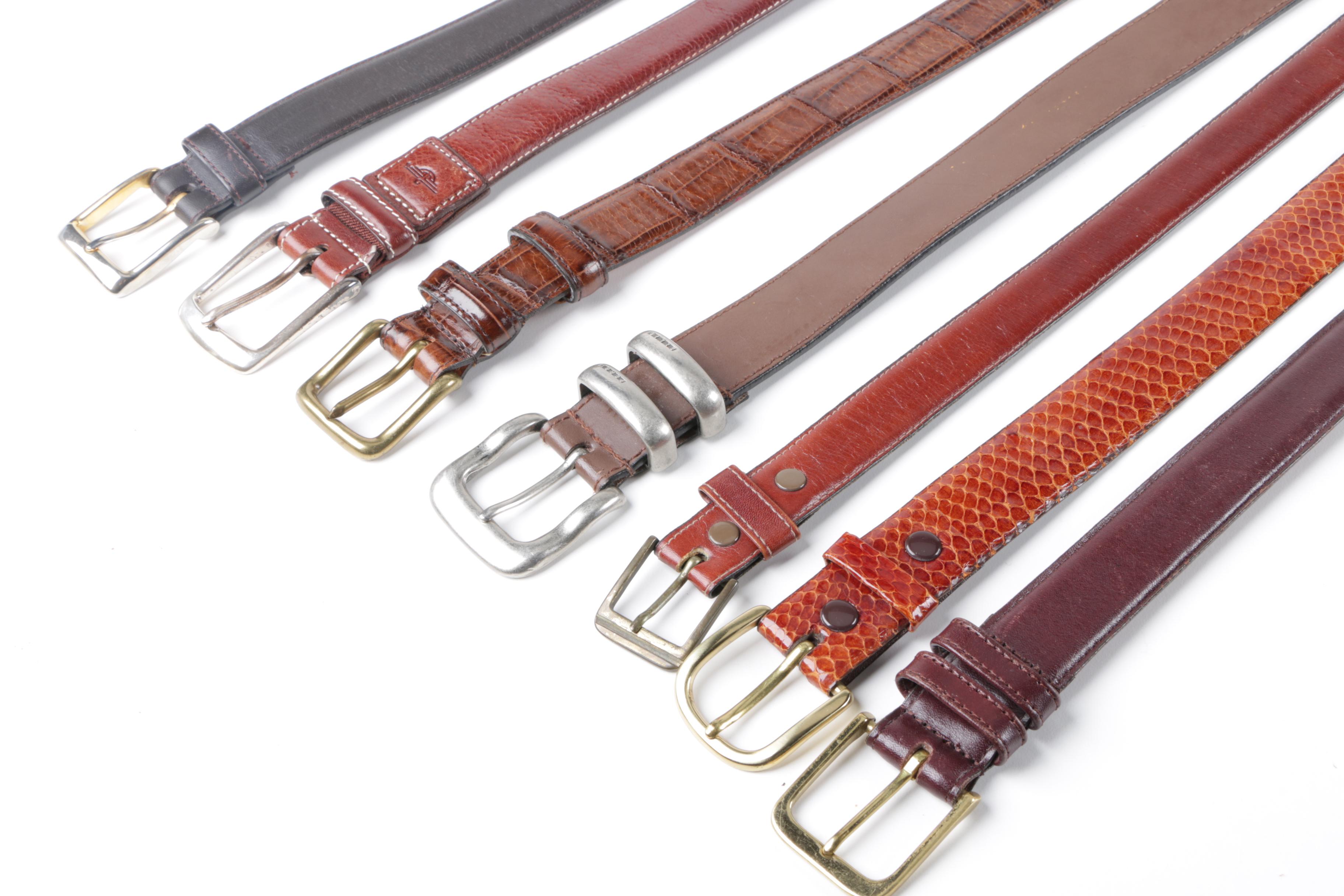 Seven Men's Leather Belts Including Coach and Banana Republic