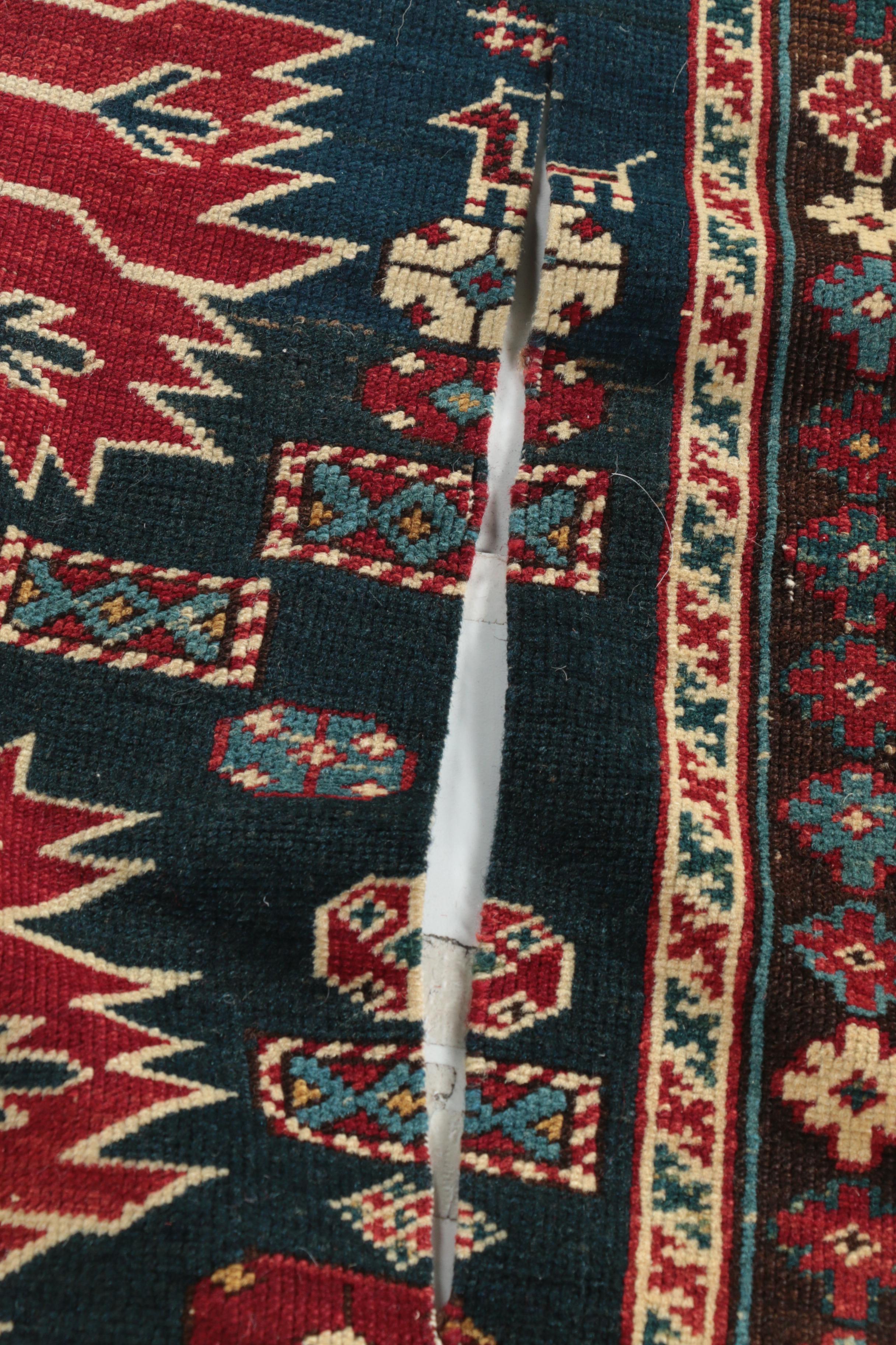 Semi-Antique Hand-Knotted Kazak Wool Area Rug