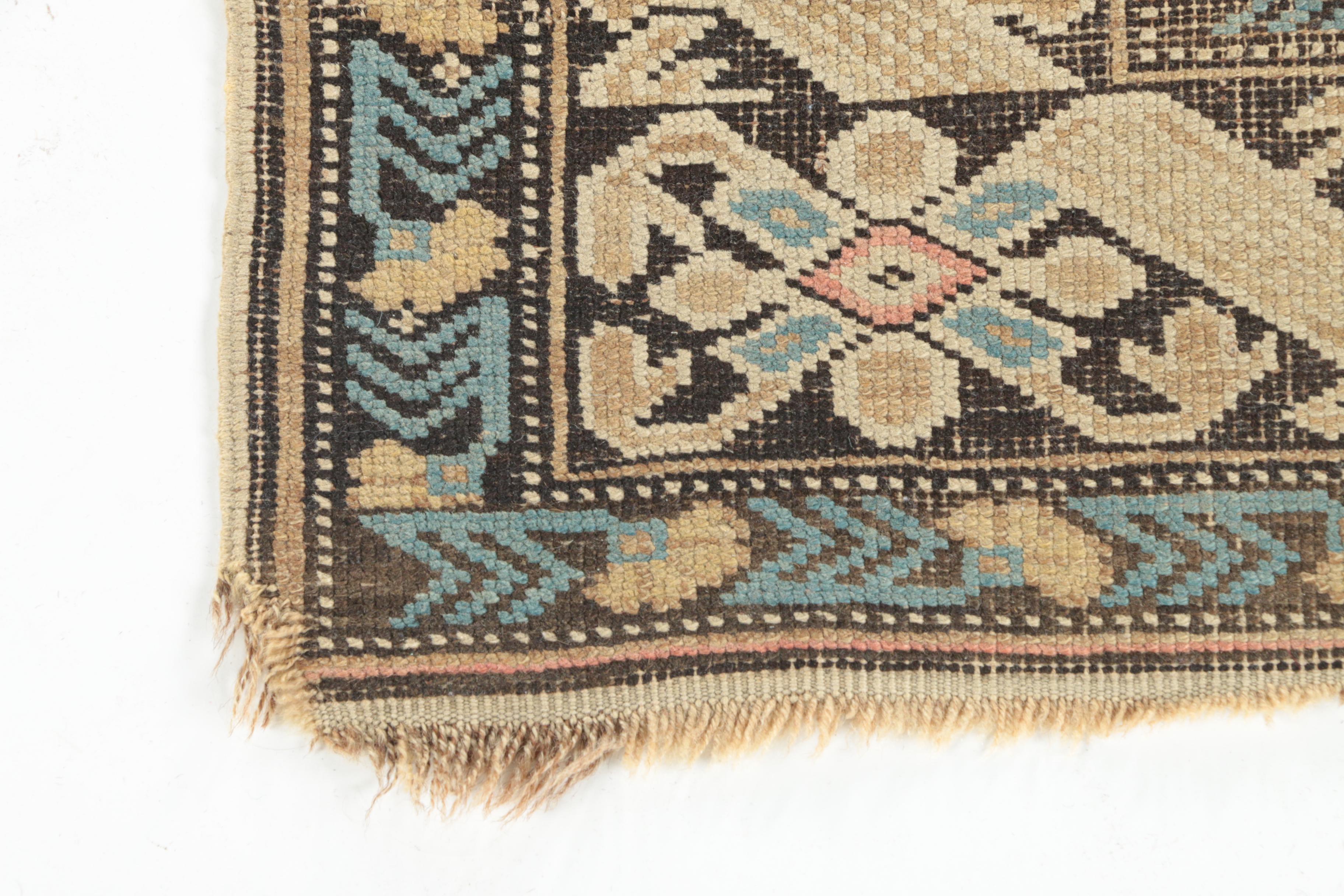 Antique Handwoven Caucasian Kuba Wool Accent Rug