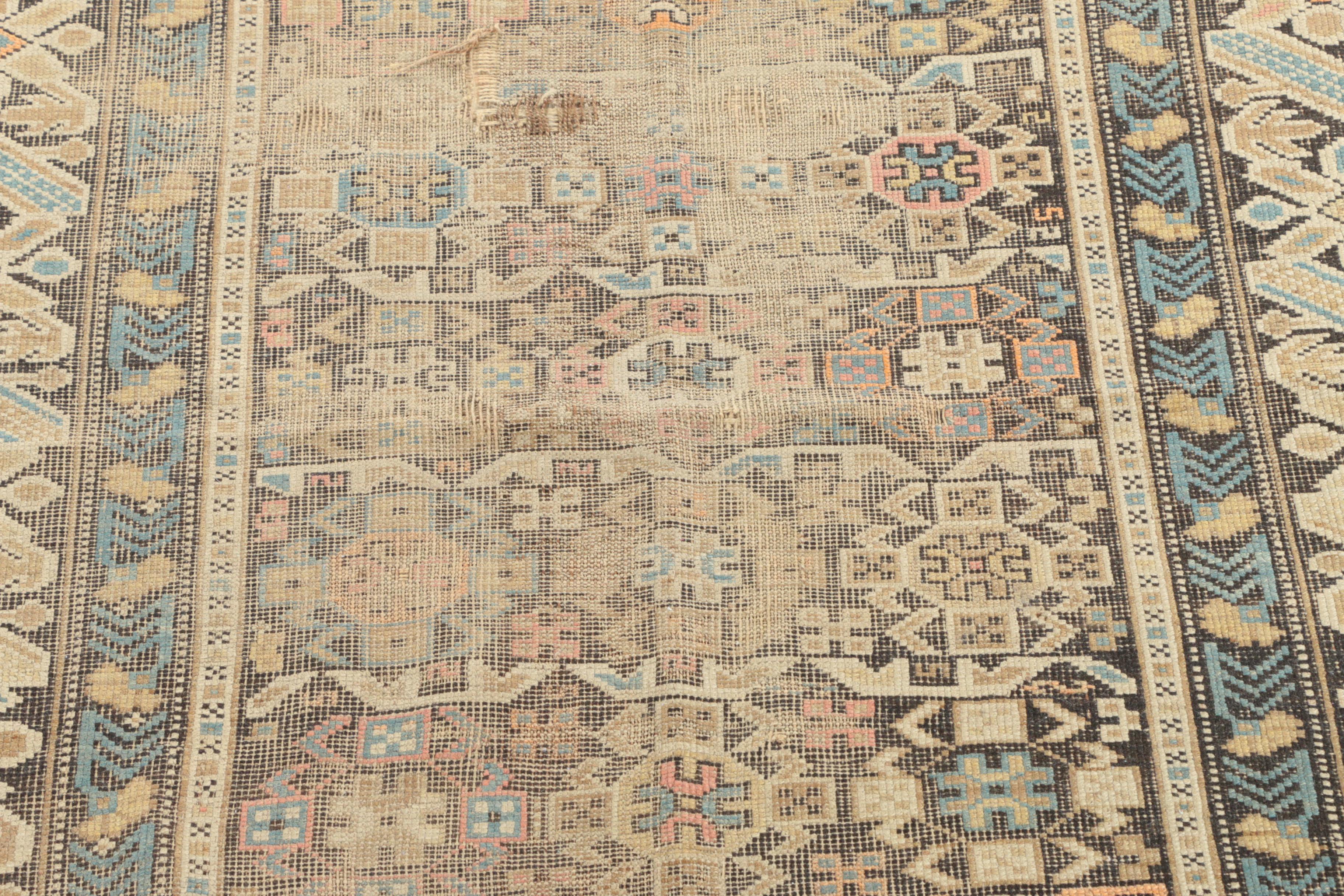 Antique Handwoven Caucasian Kuba Wool Accent Rug