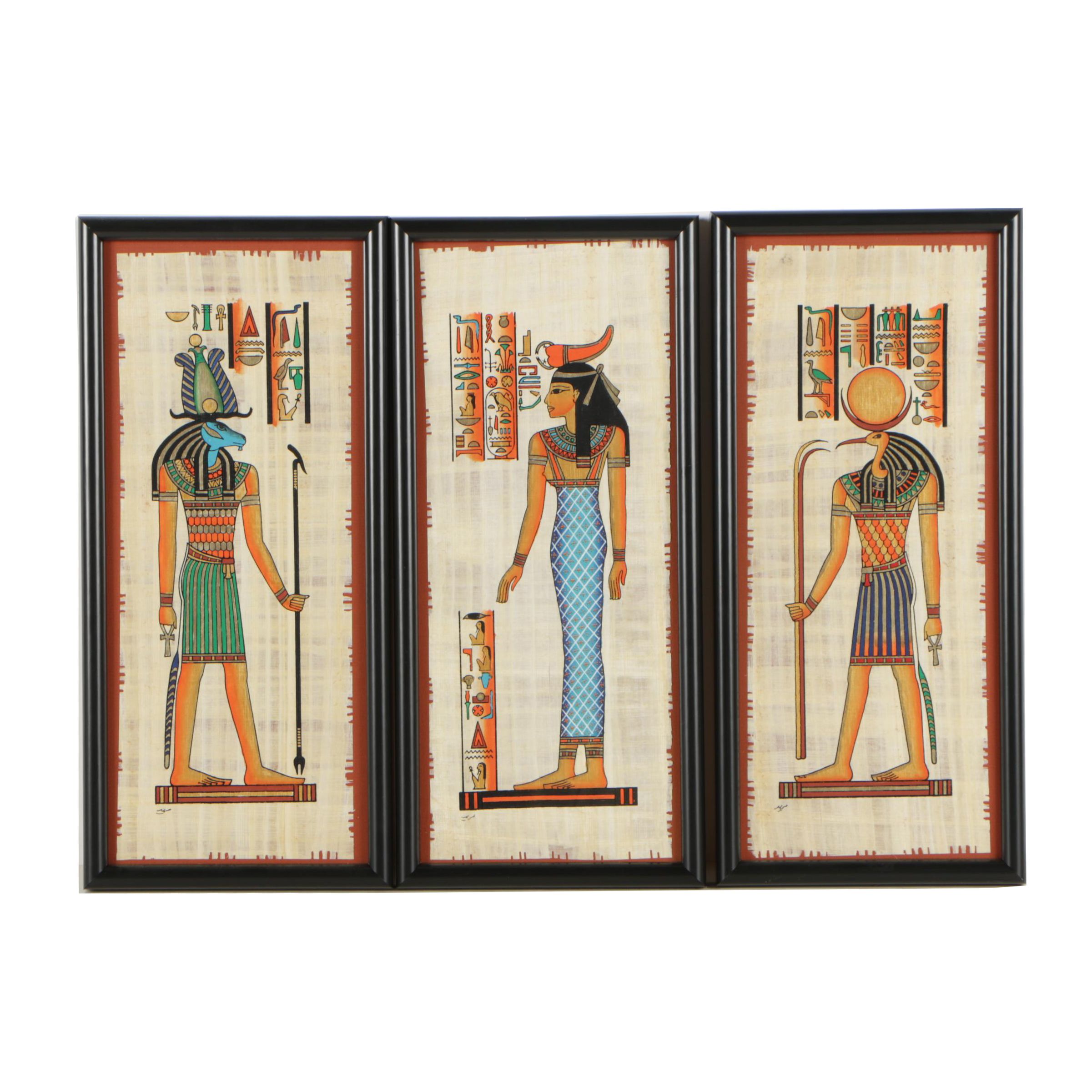 Egyptian Gouache Paintings on Papyrus