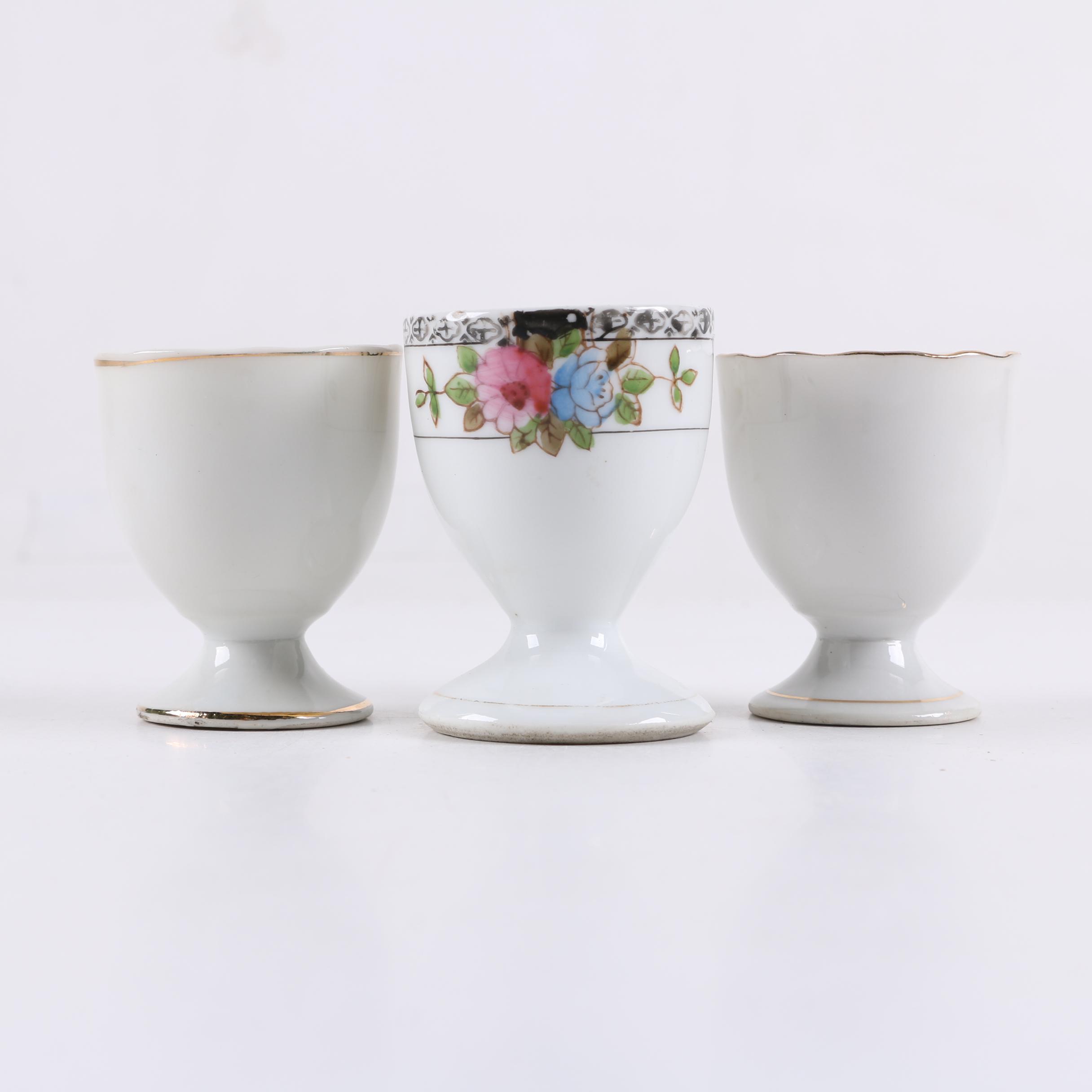Noritake Hand-Painted Porcelain Egg Cup with Other Eggs Cups