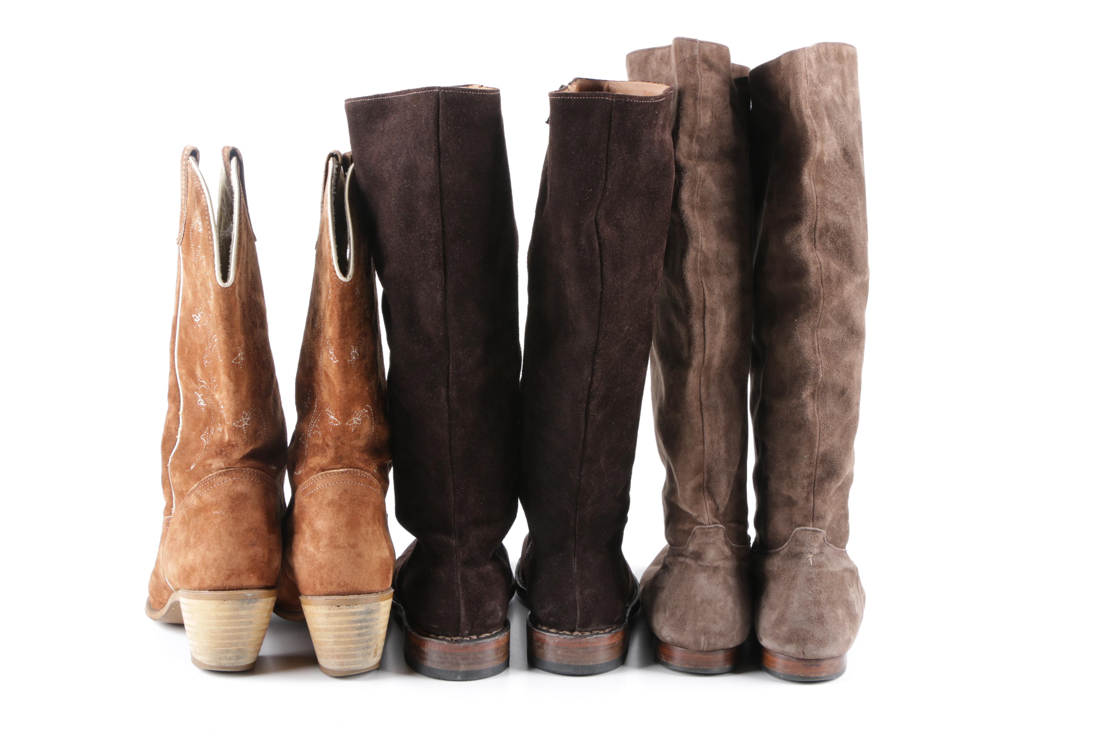 Women's Suede Boots Including Tacco